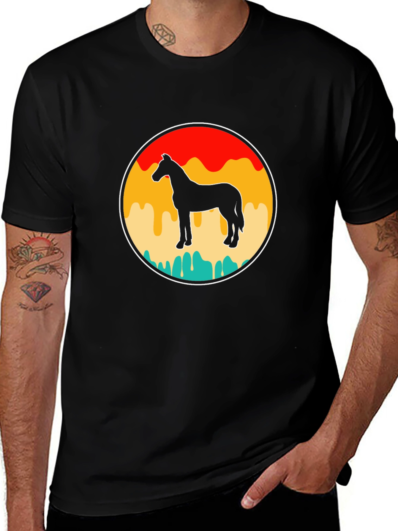 Variant 29 of Retro Horse Graphic Tee - Black