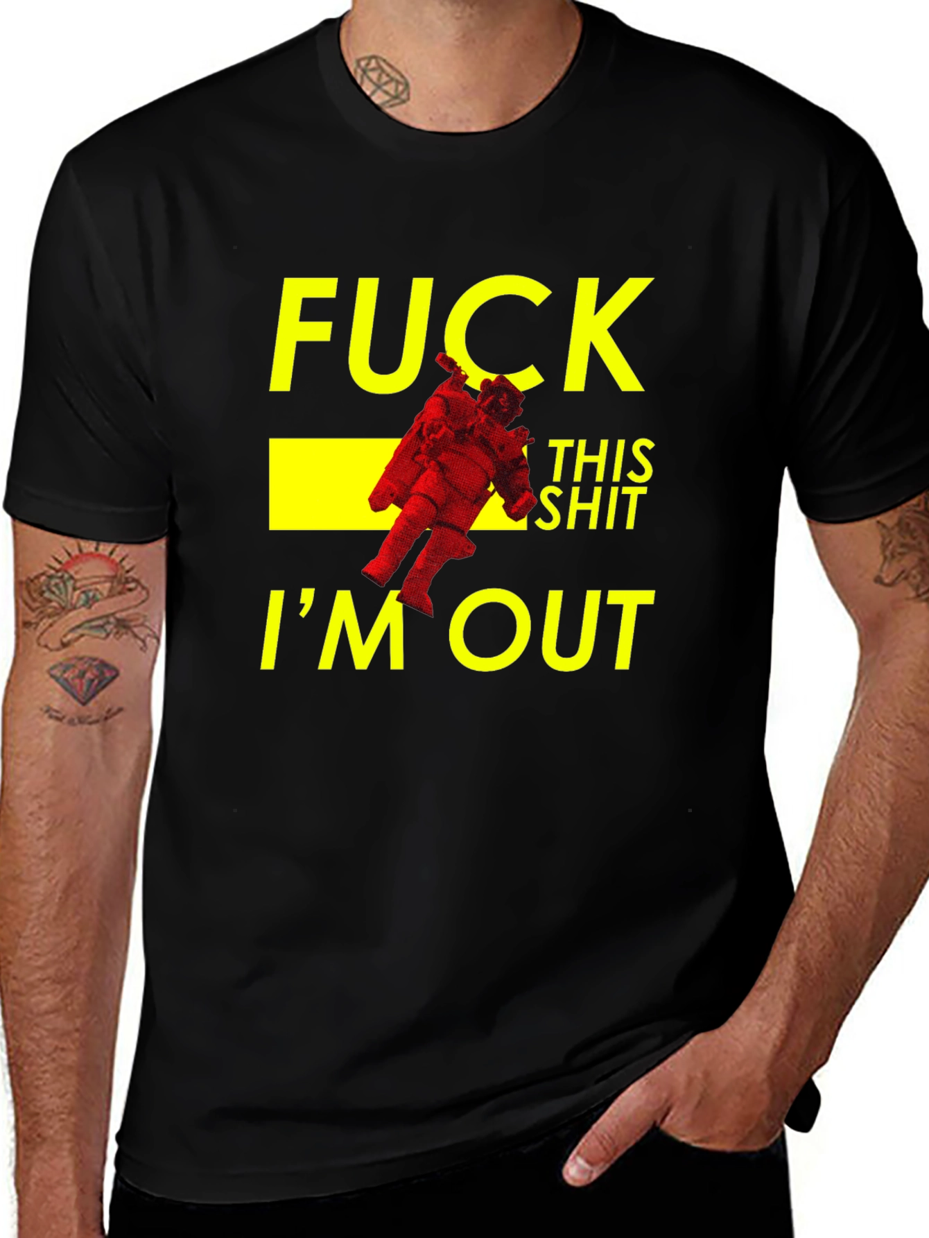 Variant 15 of Funny Astronaut "I'm Out" Black T-Shirt