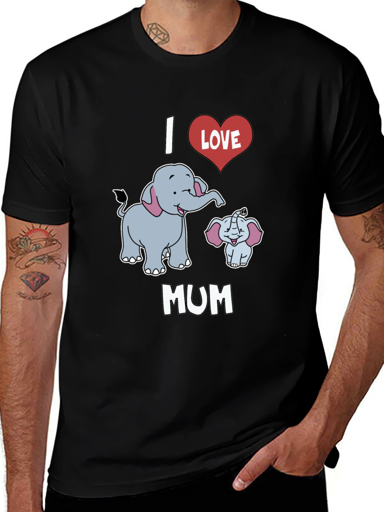 I Love Mum Elephant Graphic T-Shirt