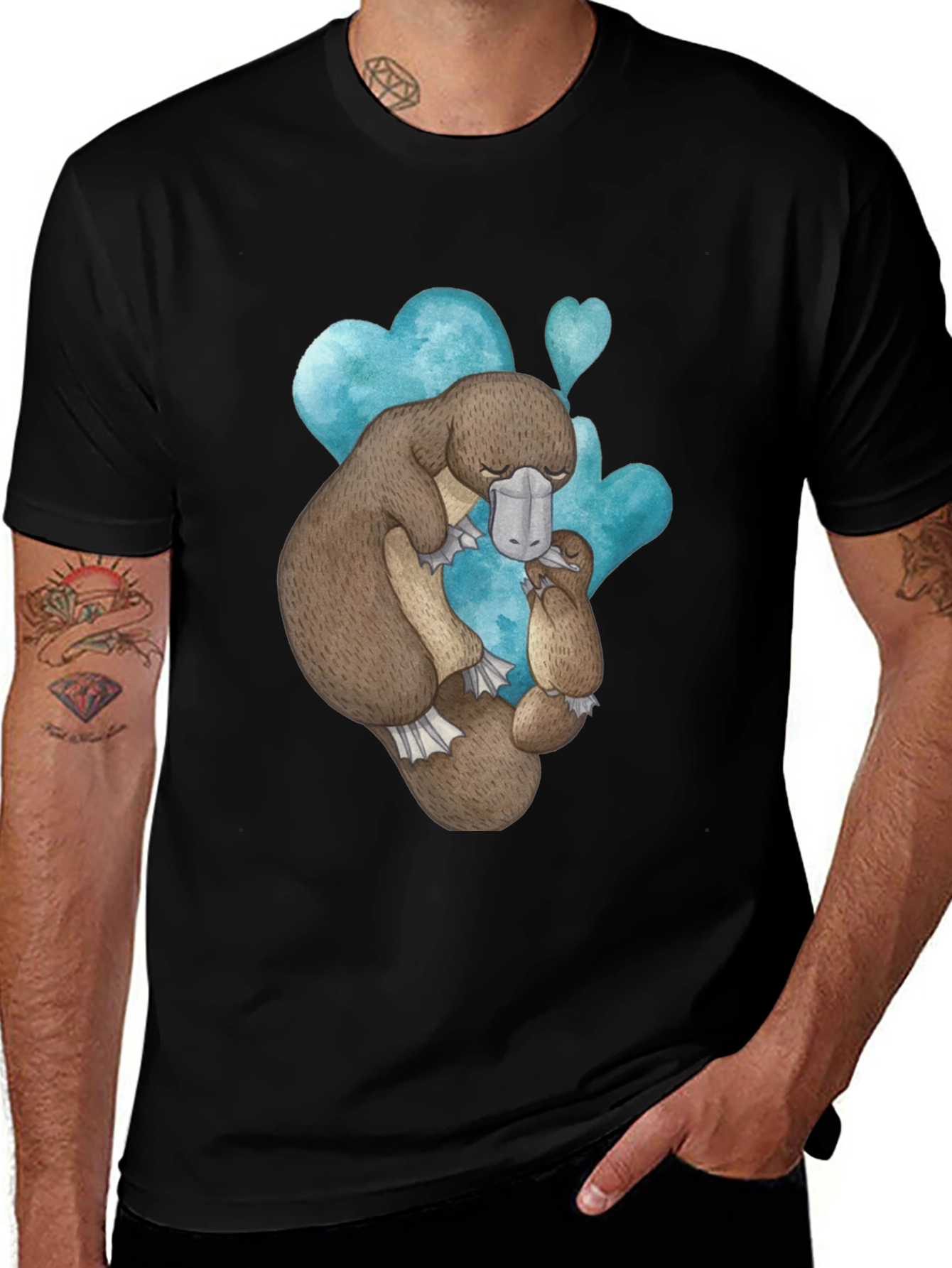 Variant 3 of Cute Platypus Love Black T-Shirt