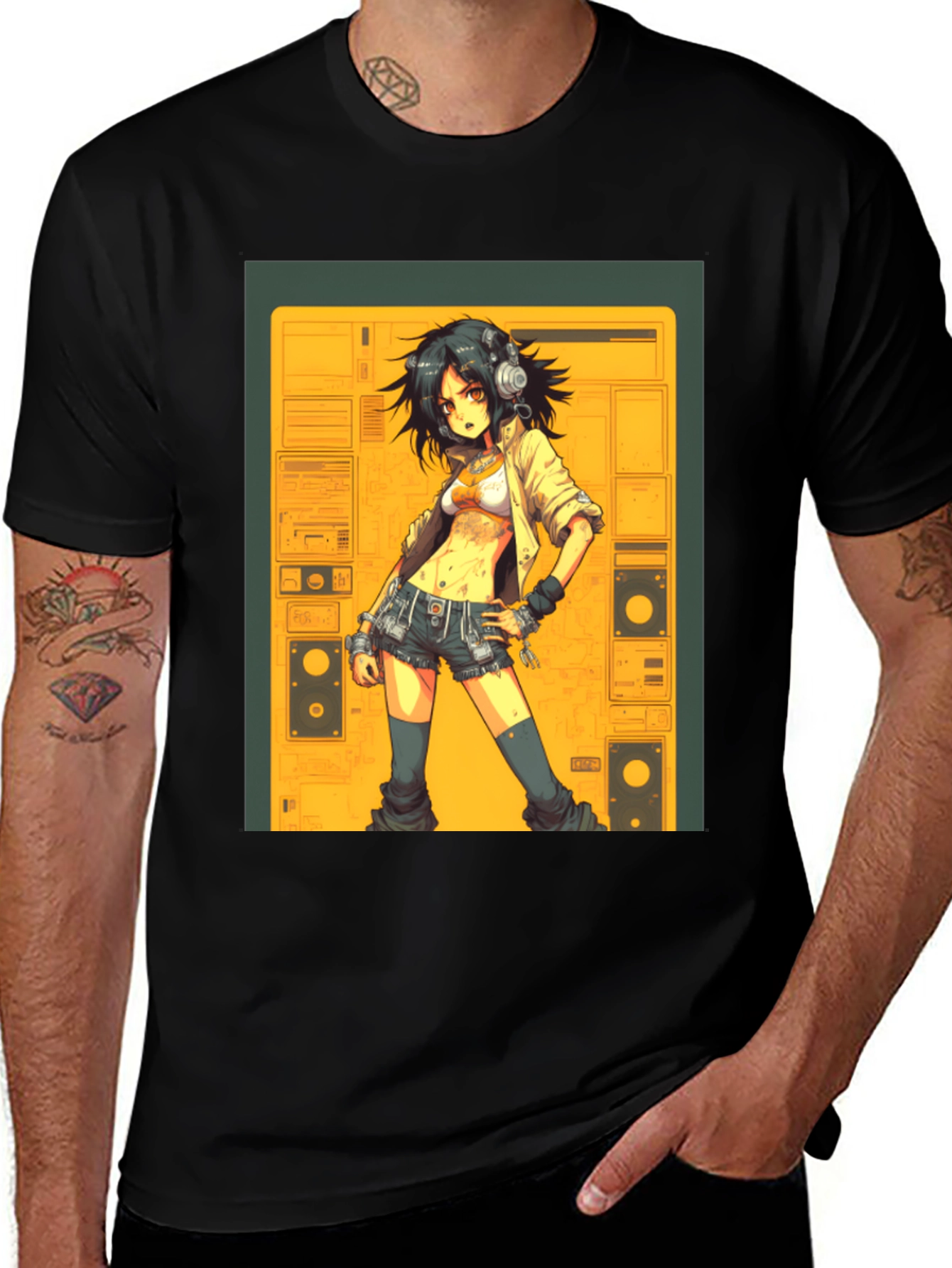 Black Anime Girl Graphic Tee - Black main image
