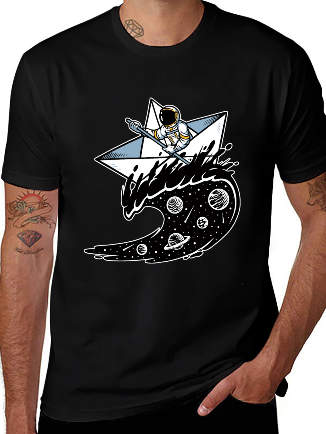 Variant 18 of Astronaut Paper Boat Graphic Tee