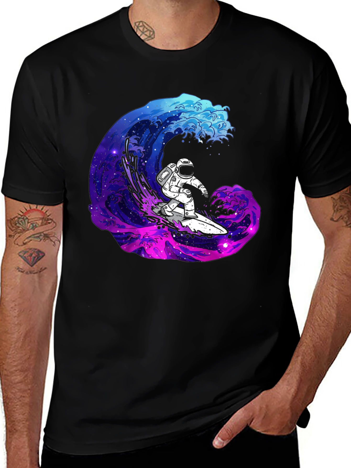 Variant 29 of Astronaut Surfing Galaxy Wave T-Shirt