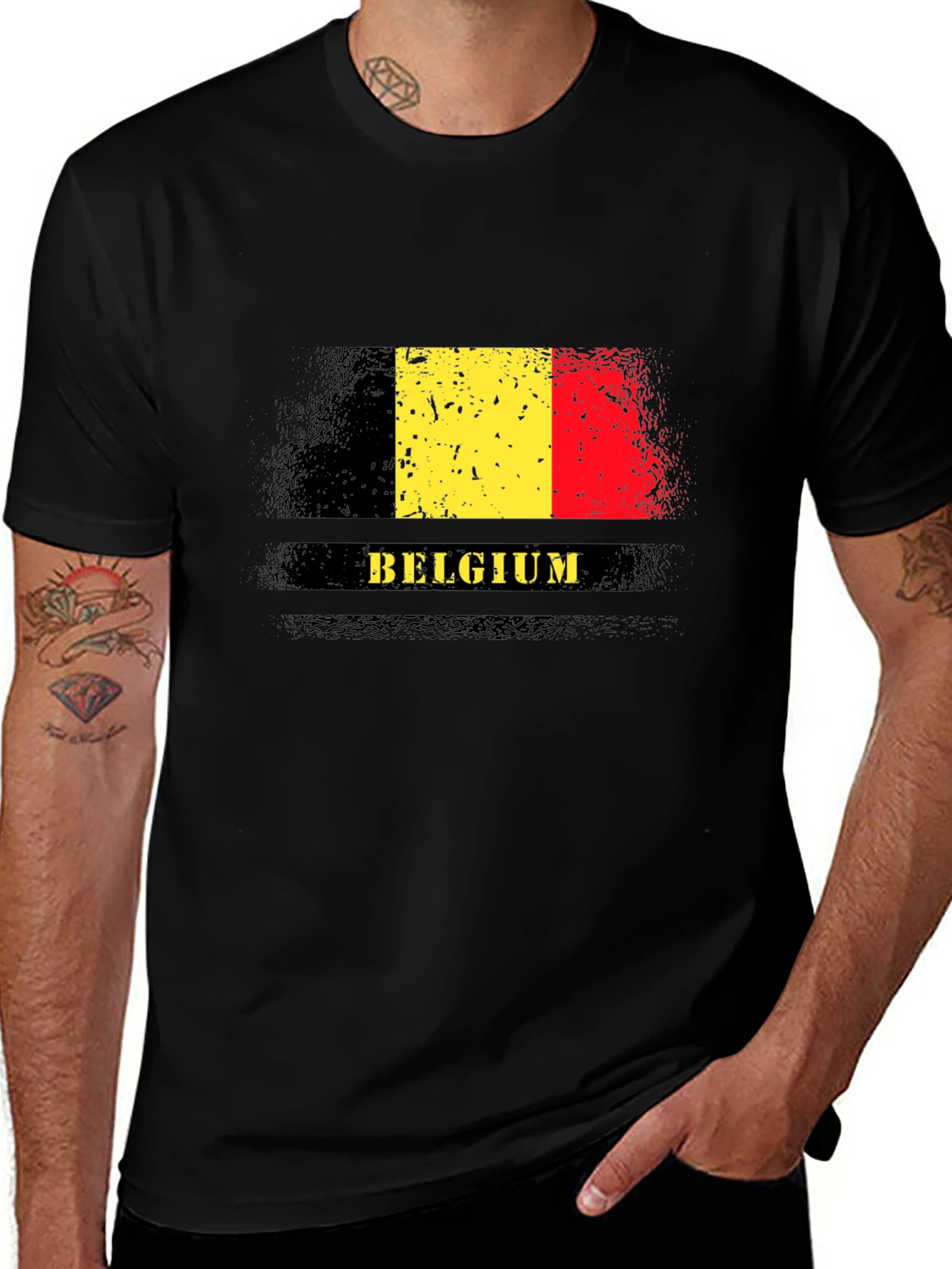 Variant 2 of Belgium Flag Graphic T-Shirt - Black