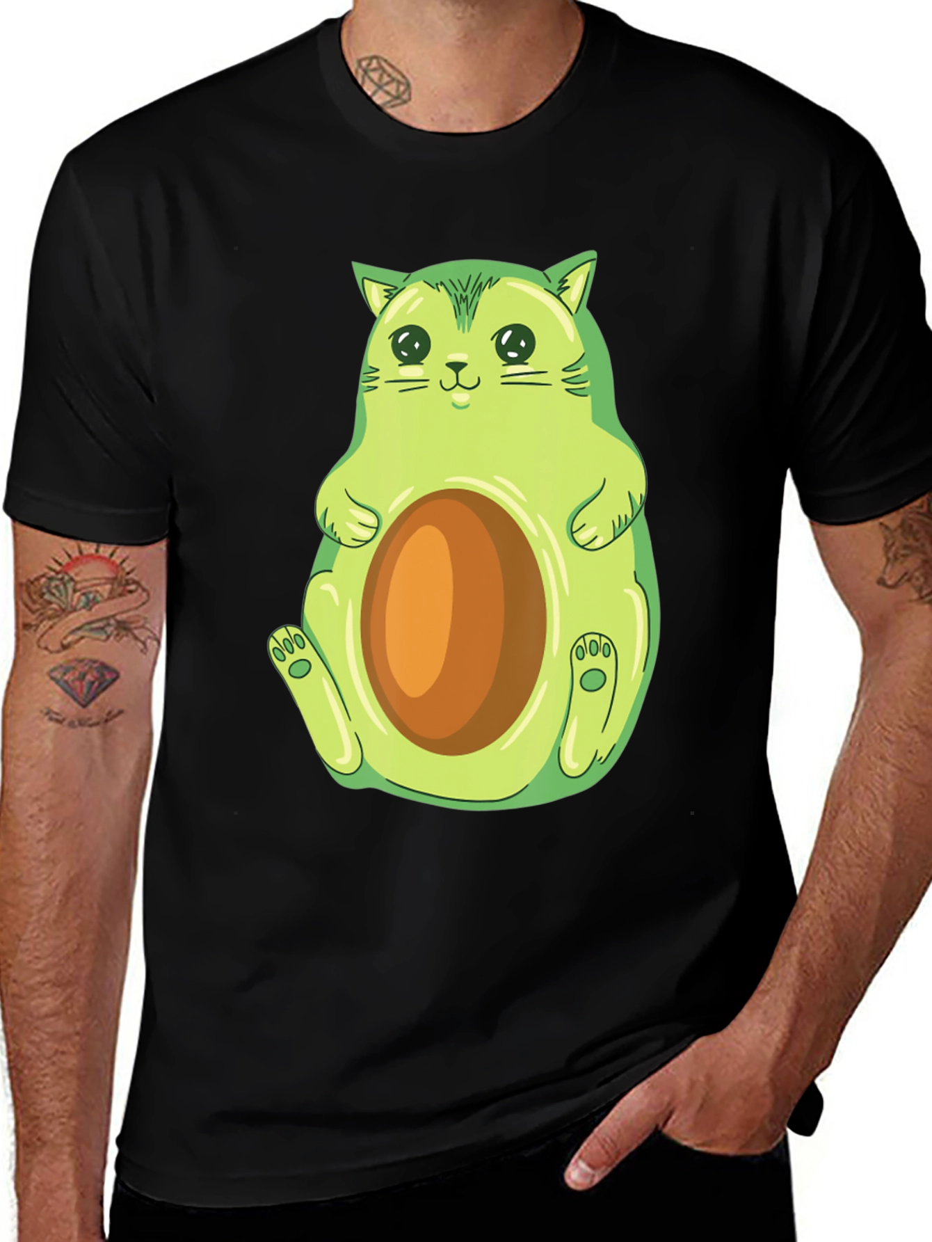 Variant 8 of Avocado Cat Graphic T-Shirt