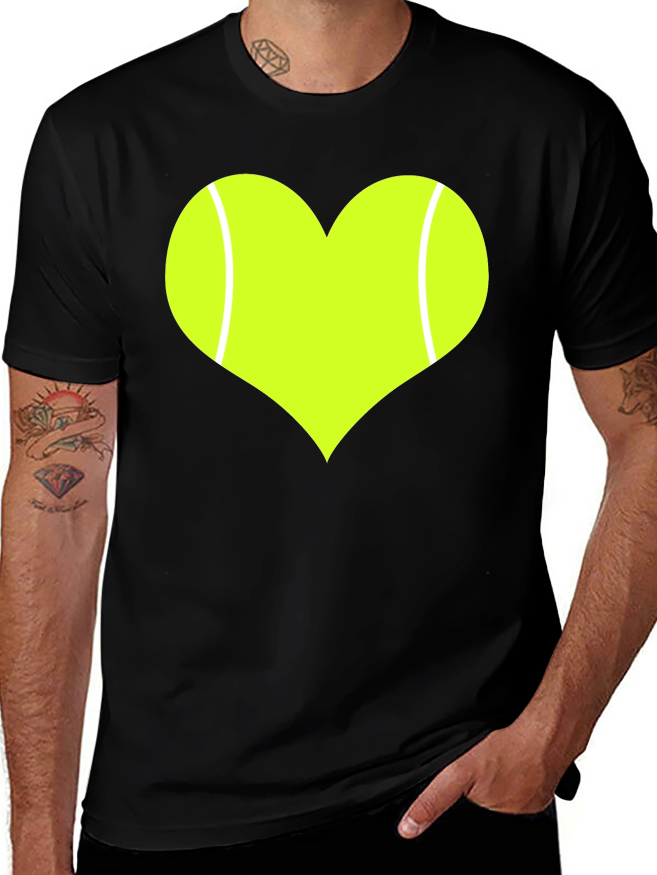 Variant 17 of Tennis Heart Graphic Black T-Shirt