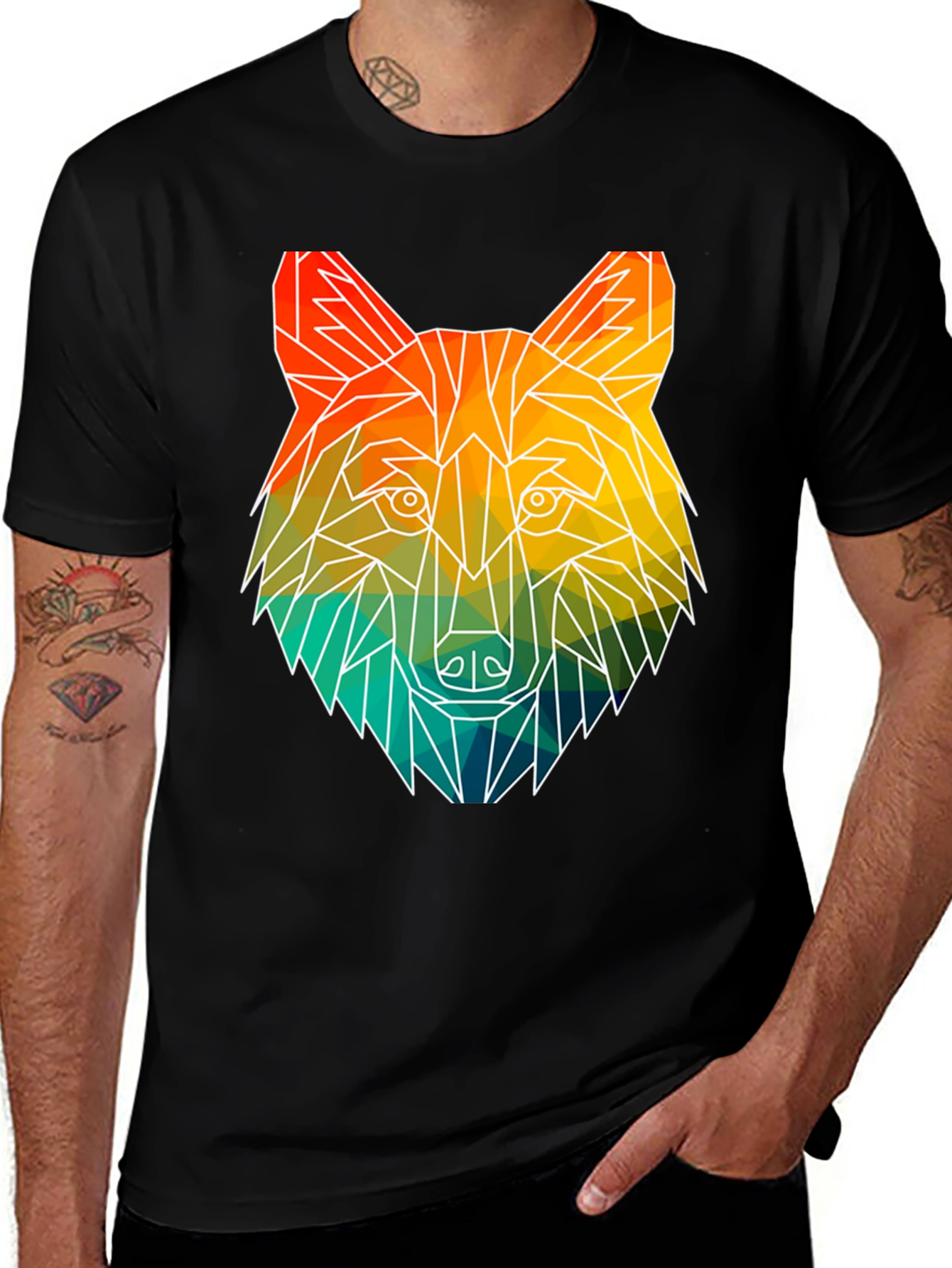Variant 15 of Geometric Wolf Graphic T-Shirt