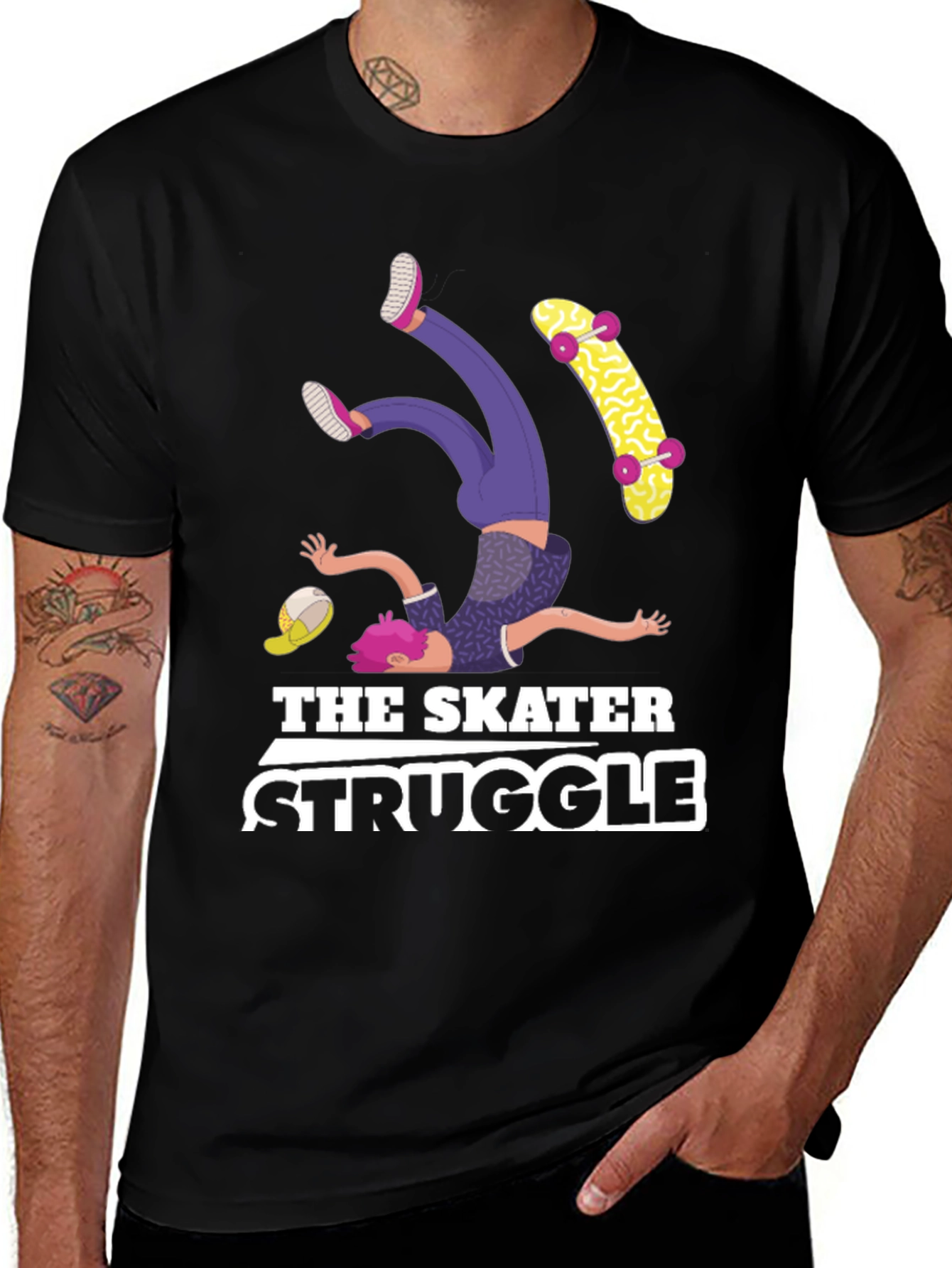 Variant 5 of The Skater Struggle T-Shirt - Funny Skateboarder Tee