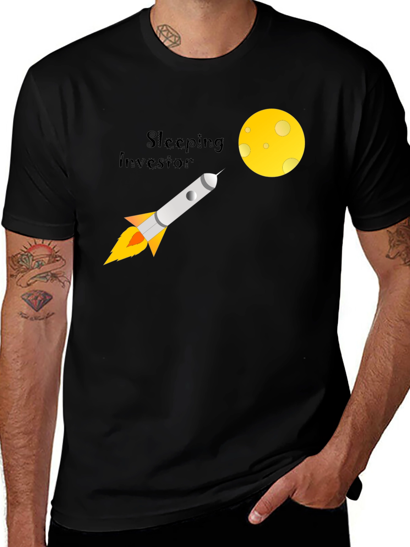 Variant 9 of Sleeping Investor Rocket T-Shirt