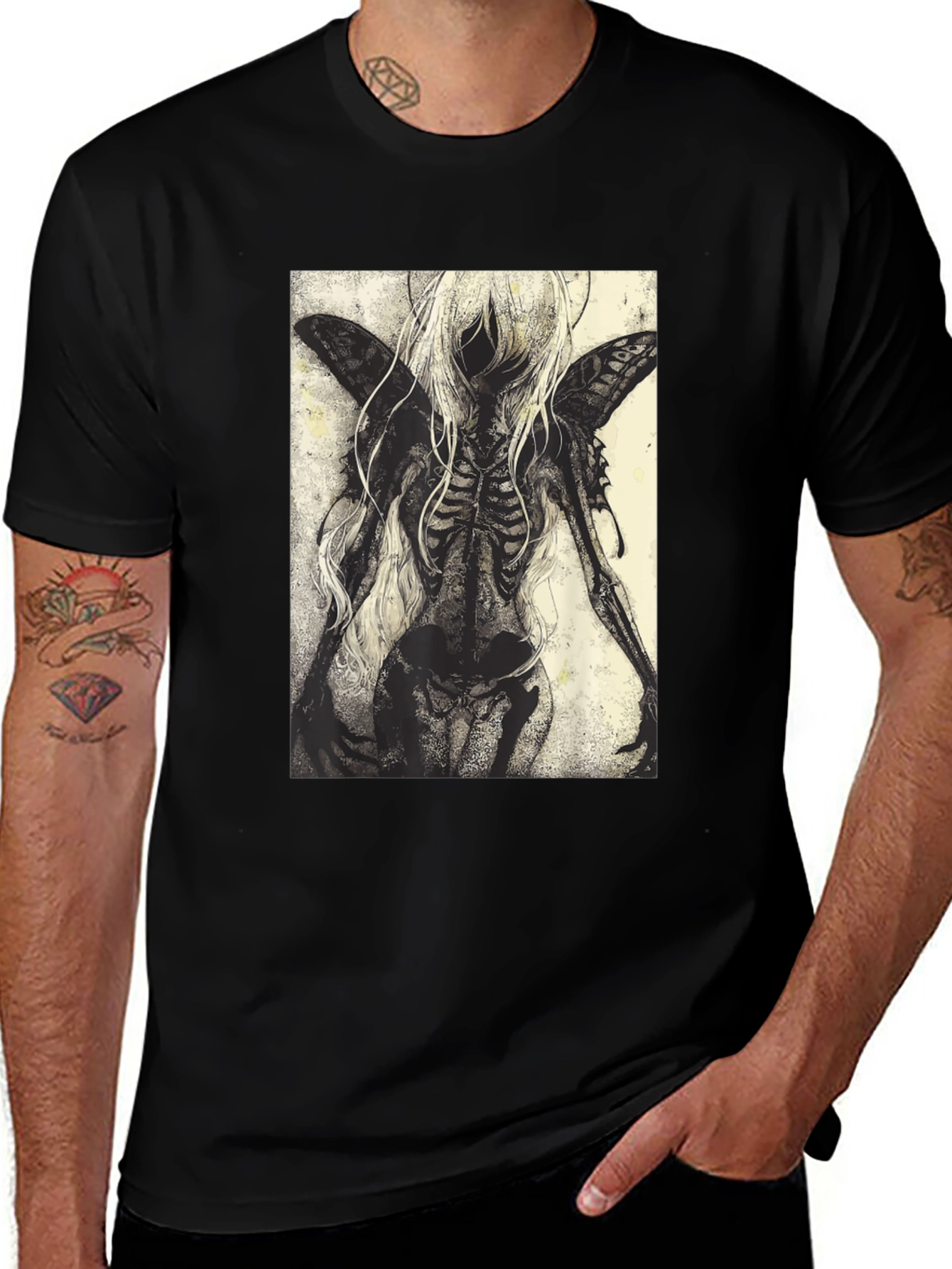 Variant 21 of Dark Fairy Graphic Print Black T-Shirt