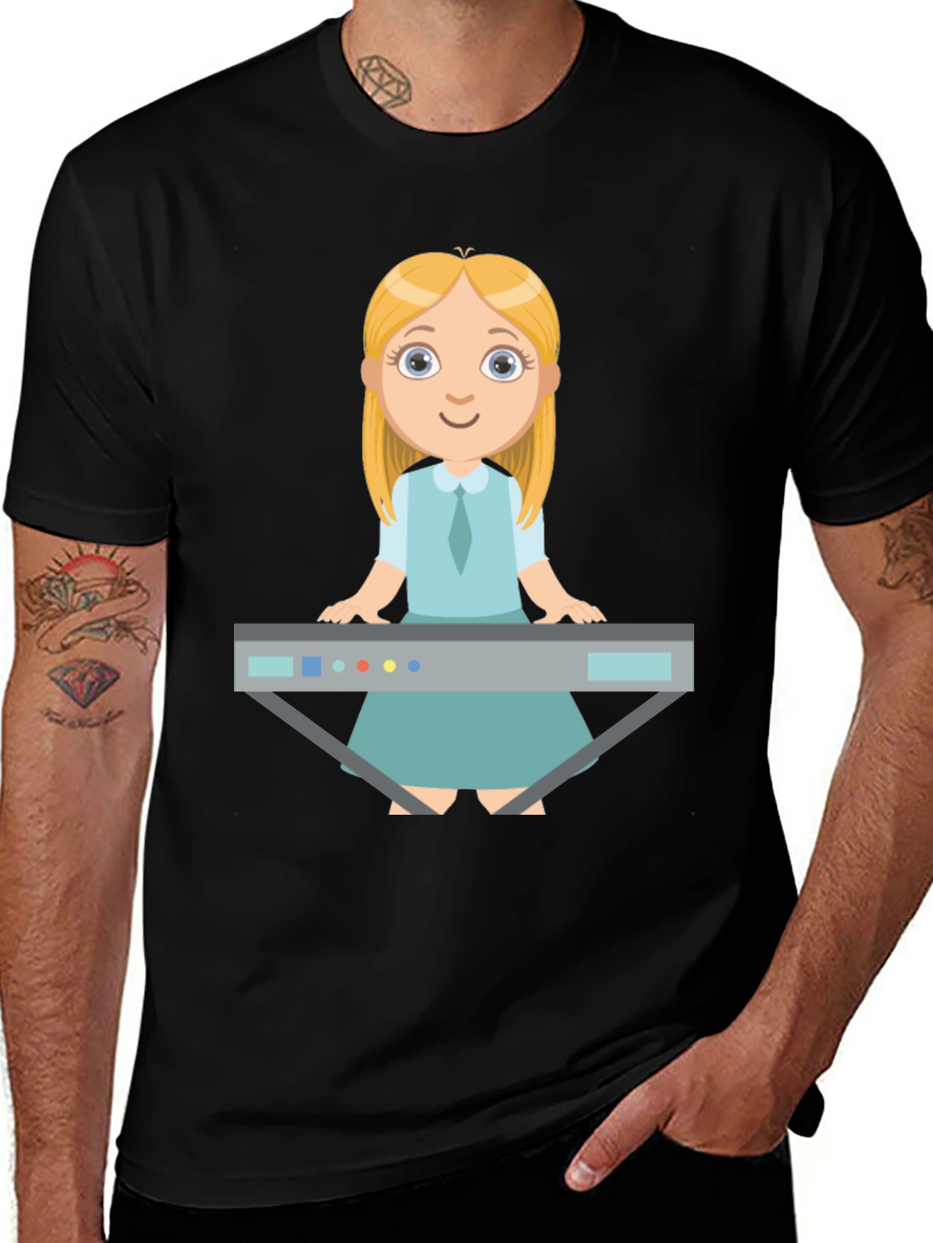 Variant 25 of Cute Girl Keyboard Player Graphic Tee