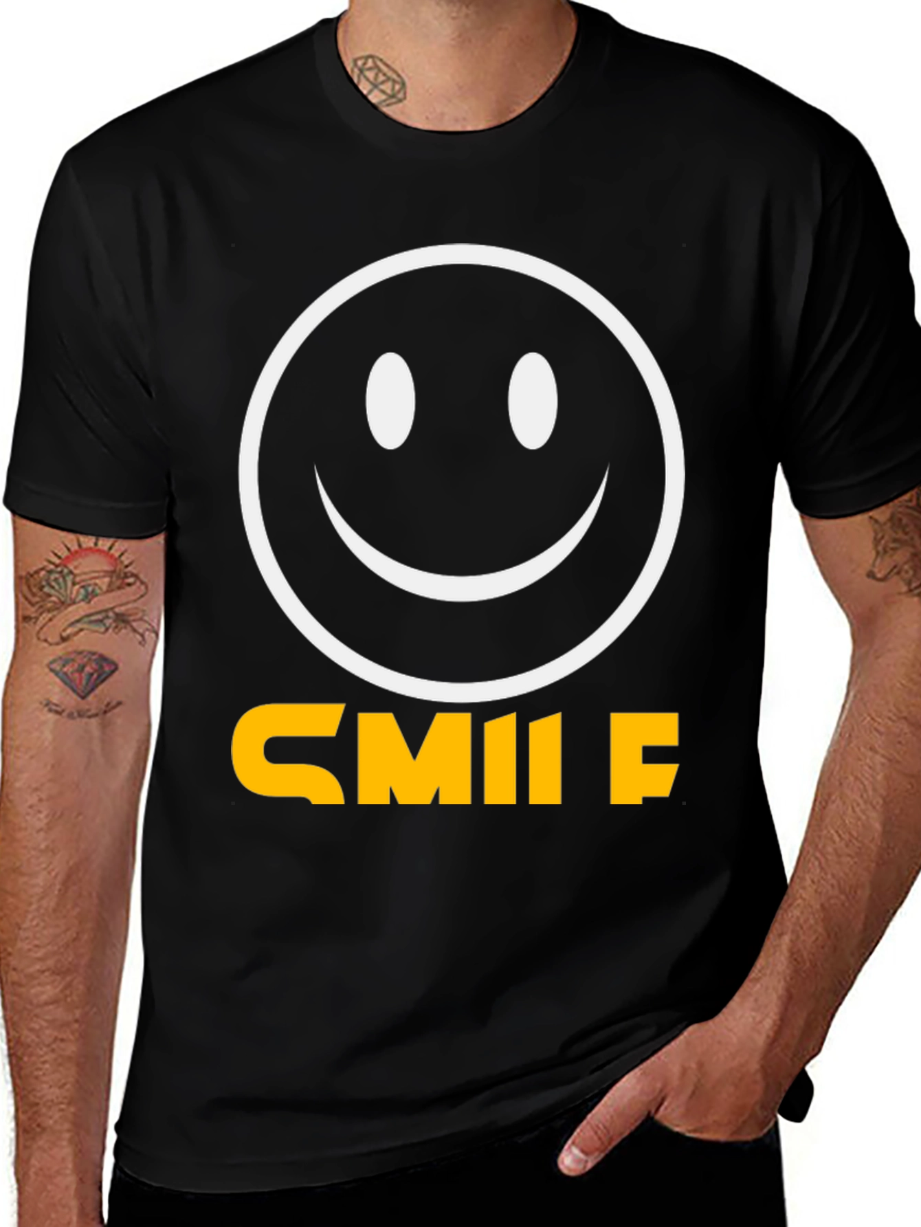 Variant 13 of Smile Graphic Tee - Classic Black Comfort