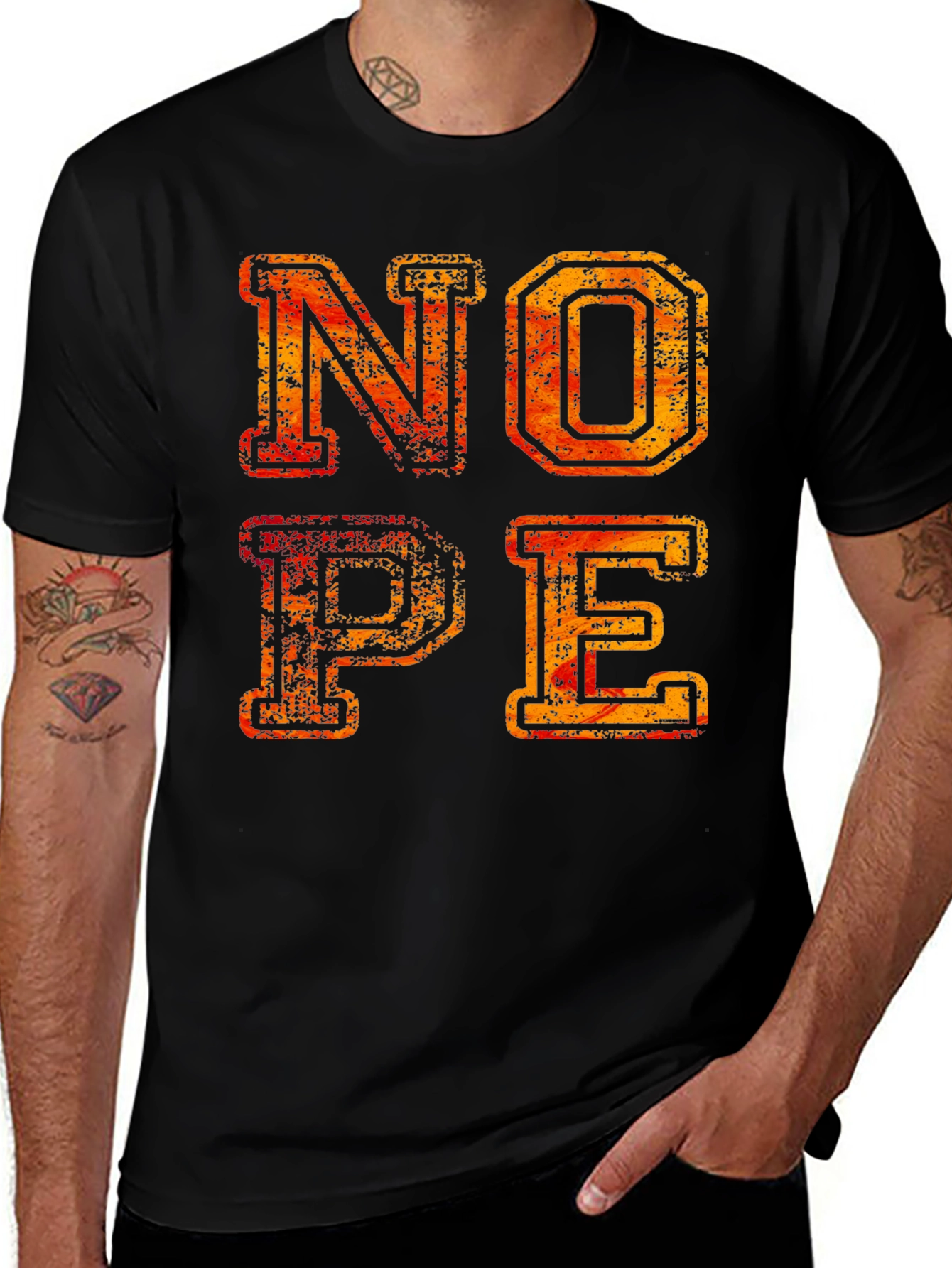 Variant 9 of Nope Graphic Tee - Distressed Print Black T-Shirt
