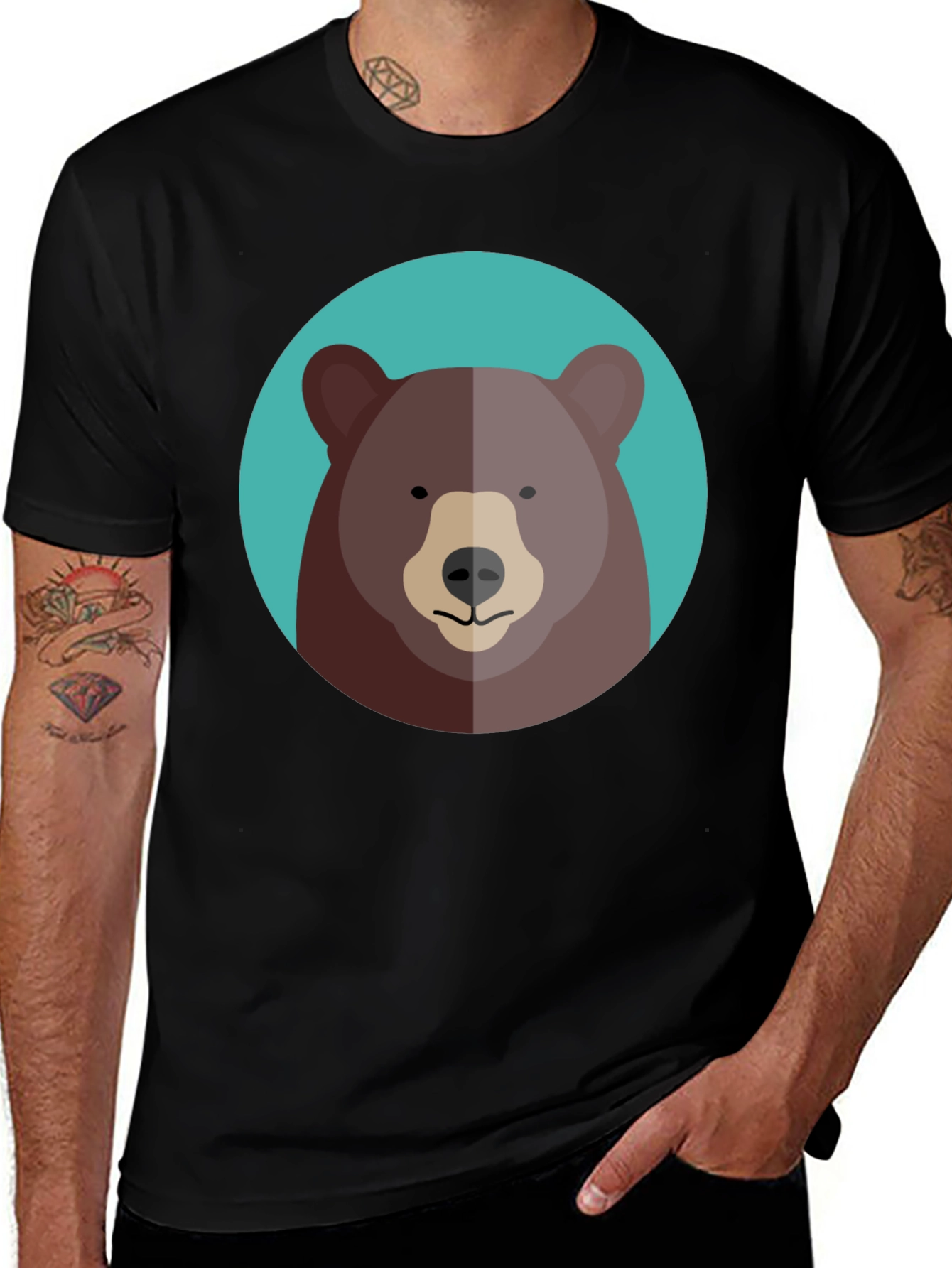 Variant 3 of Cool Bear Graphic Tee - Black Cotton Blend