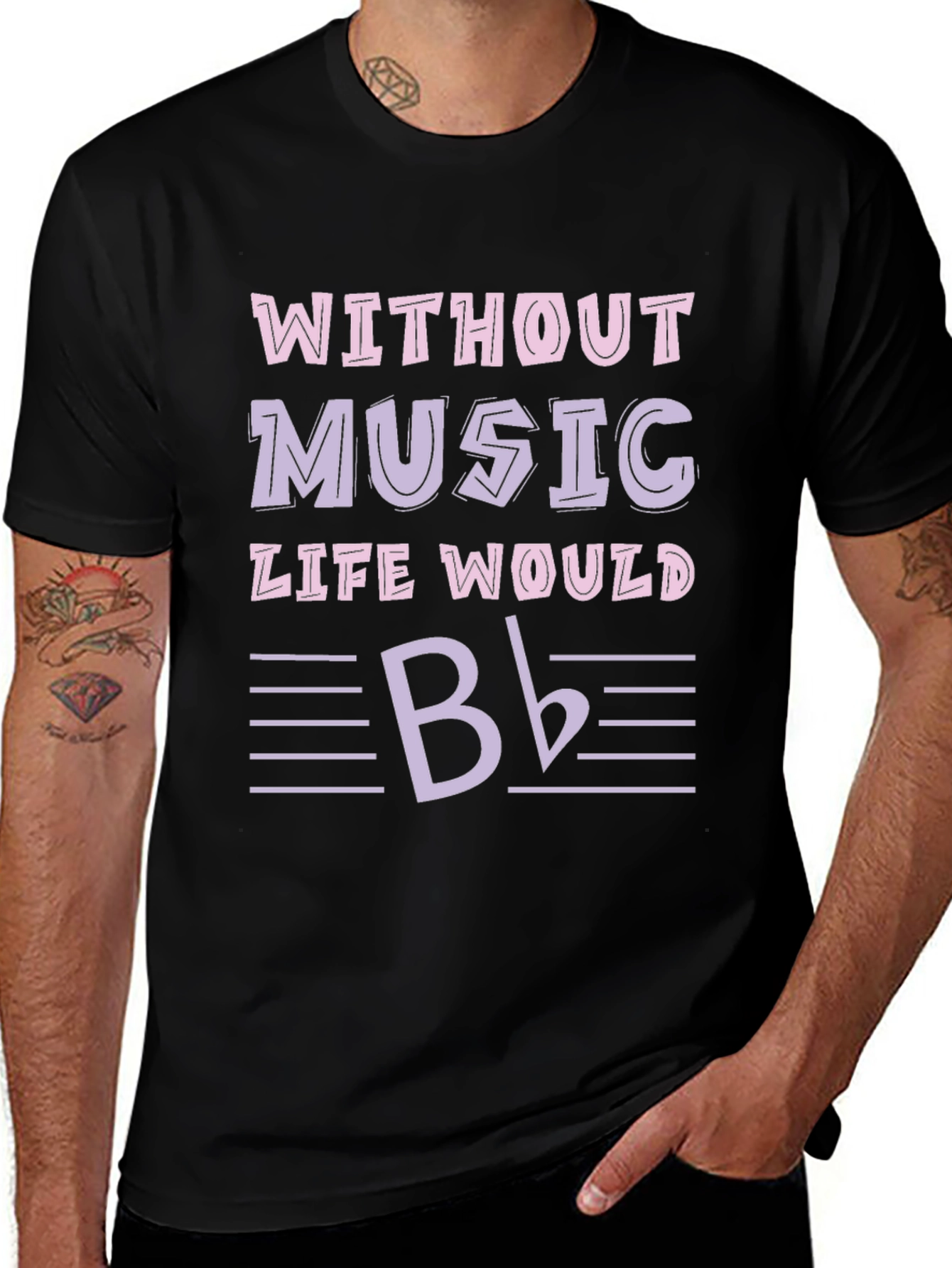 Variant 8 of Music Lover T-Shirt - Without Music Life Would B Flat Tee