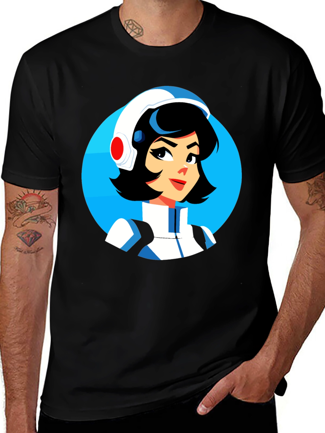 Variant 16 of Retro Cartoon Graphic Black T-Shirt