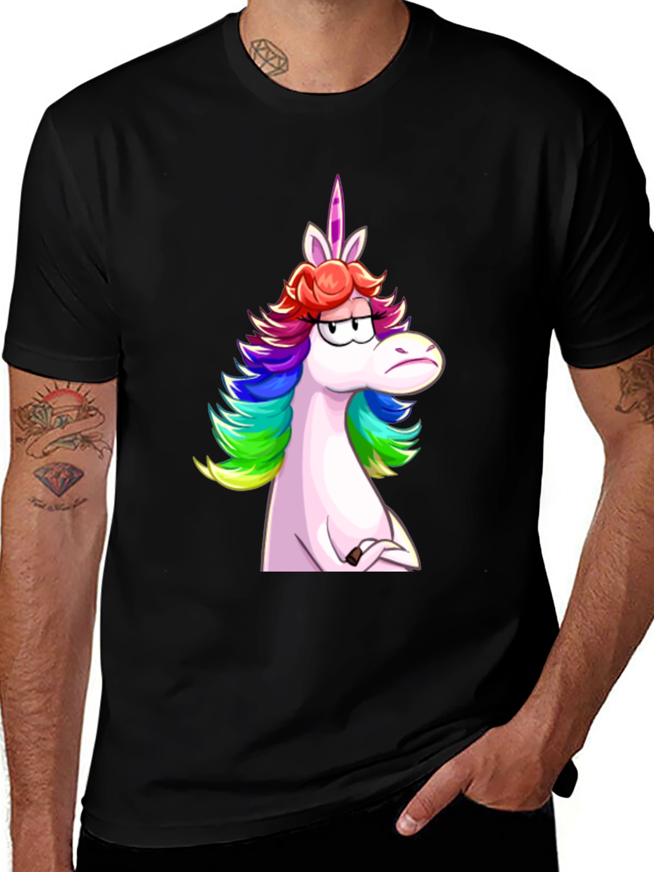 Unicorn Graphic T-Shirt - Black Casual Tee