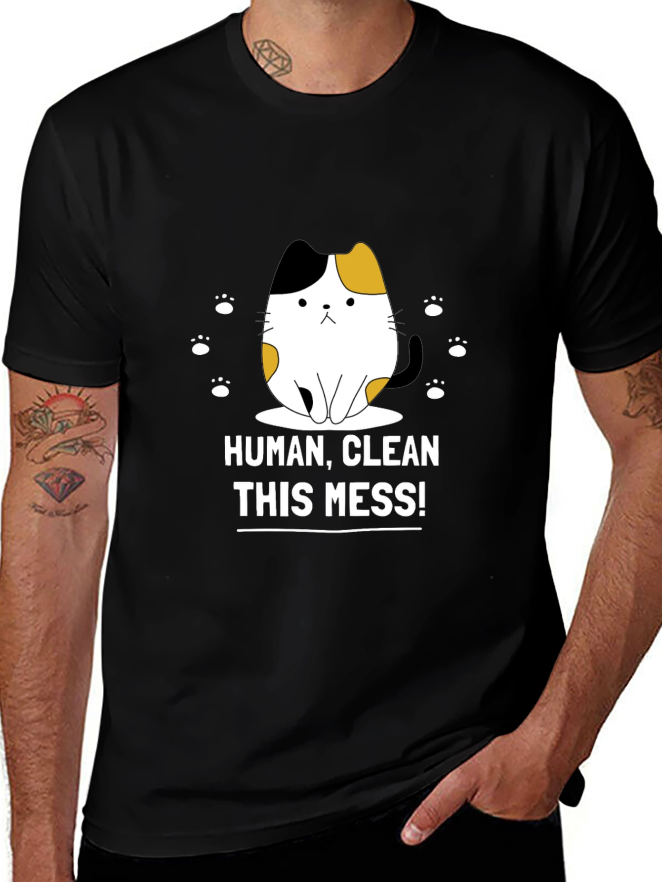 Variant 3 of Funny Cat Graphic T-Shirt - Clean This Mess!