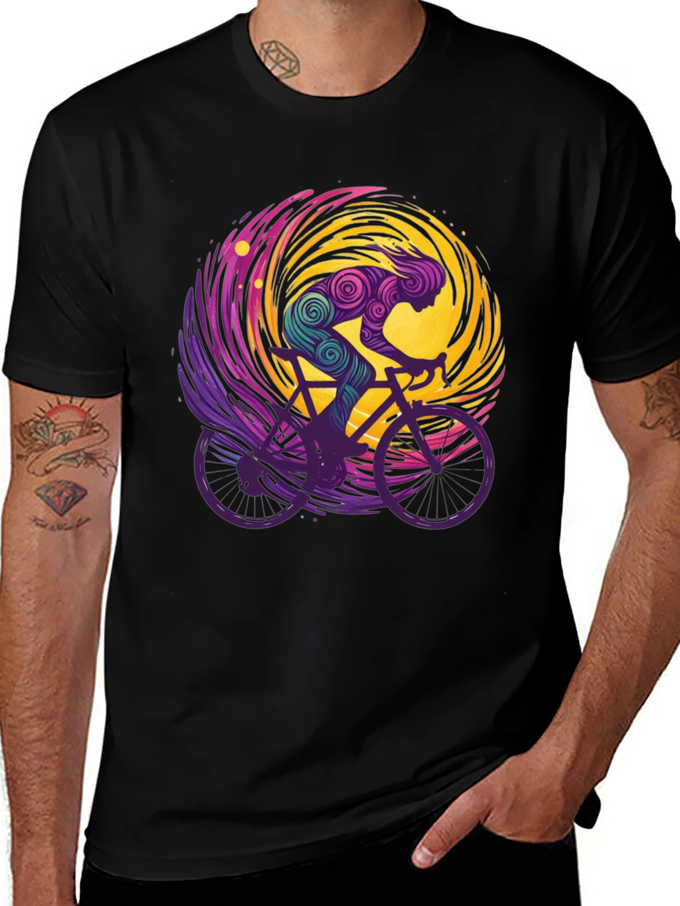 Variant 20 of Cosmic Cyclist Tee - Unique Graphic Design