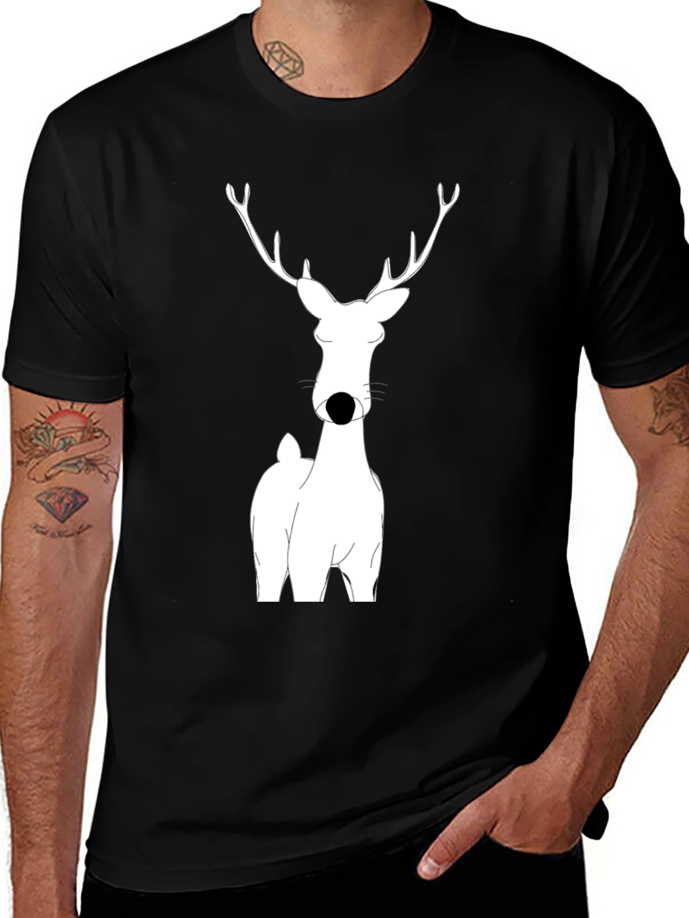 Variant 6 of Deer Graphic Black T-Shirt for Men