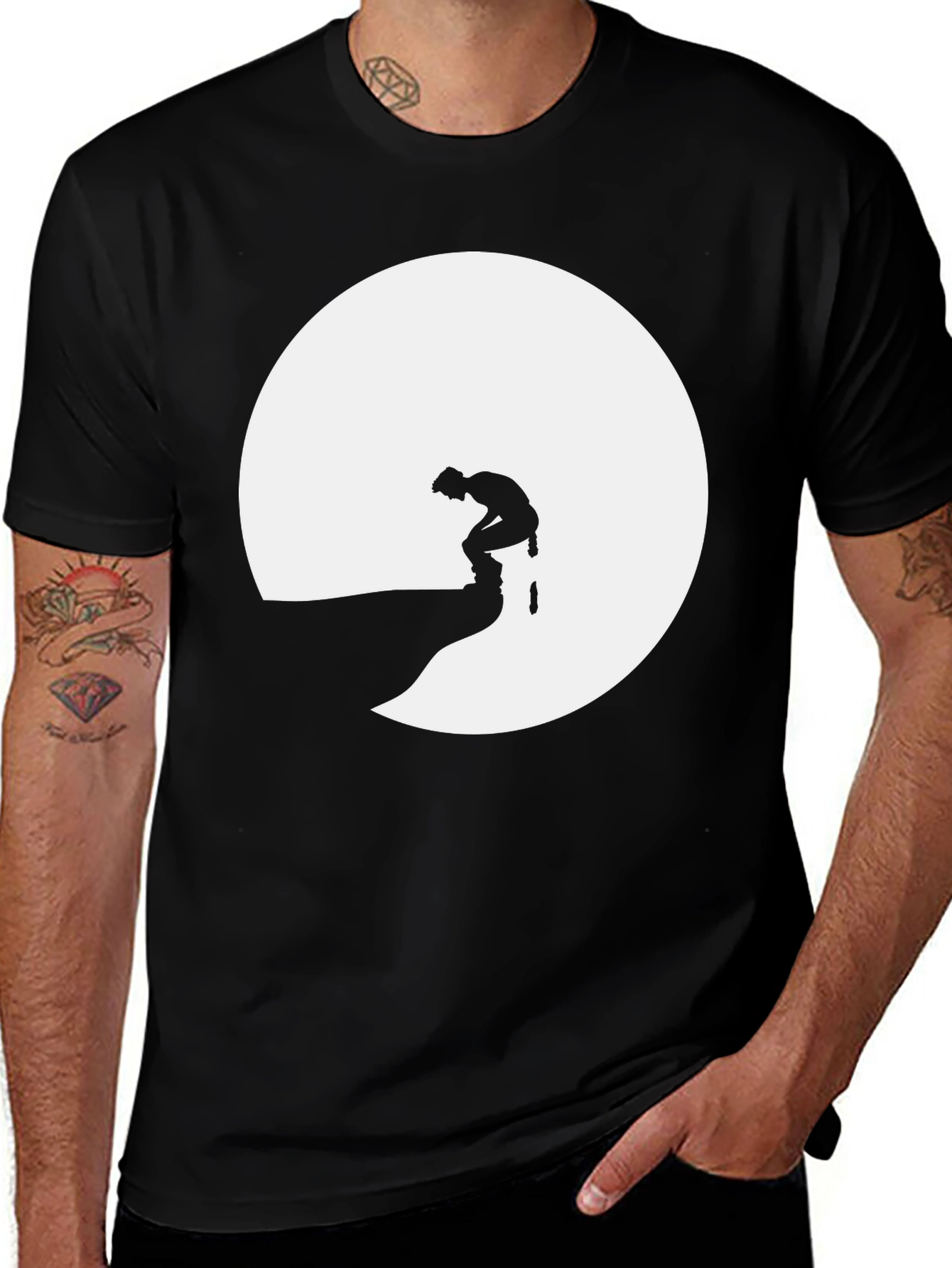 Variant 25 of Silhouette Graphic Tee - Black Crew Neck T-Shirt