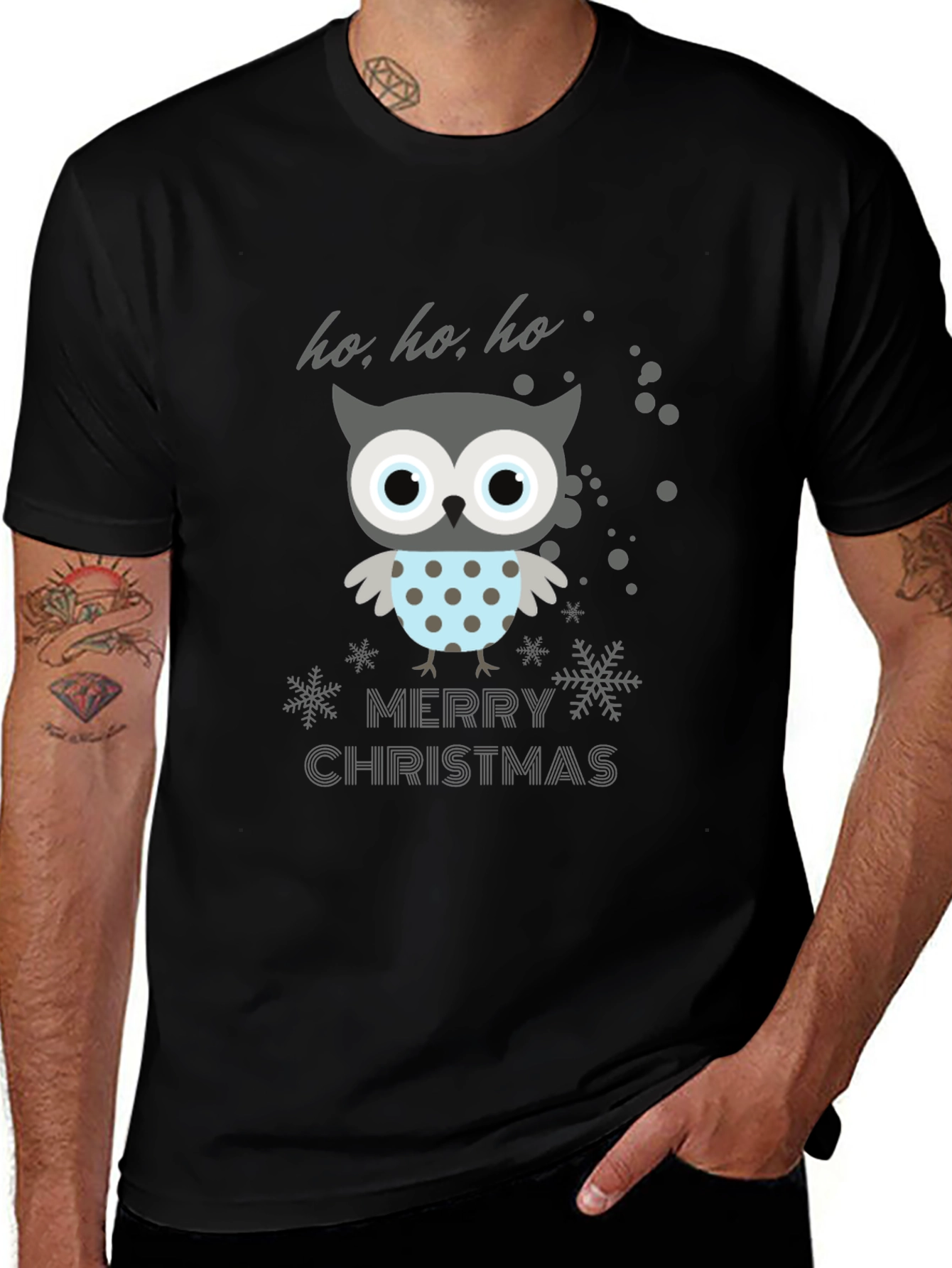 Festive Owl Merry Christmas Graphic Tee