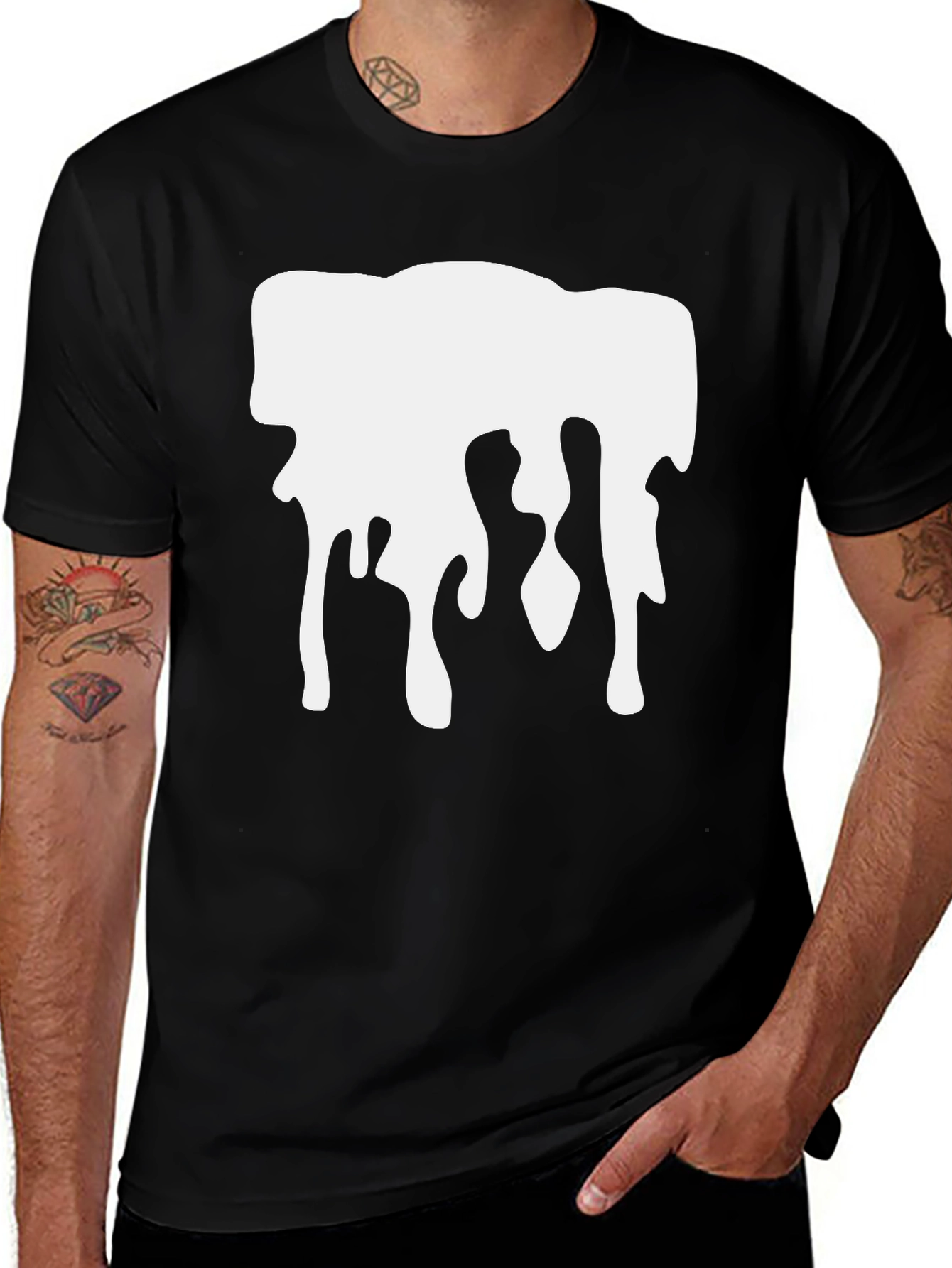 Variant 12 of Dripping Paint Graphic Tee - Black Cotton T-Shirt