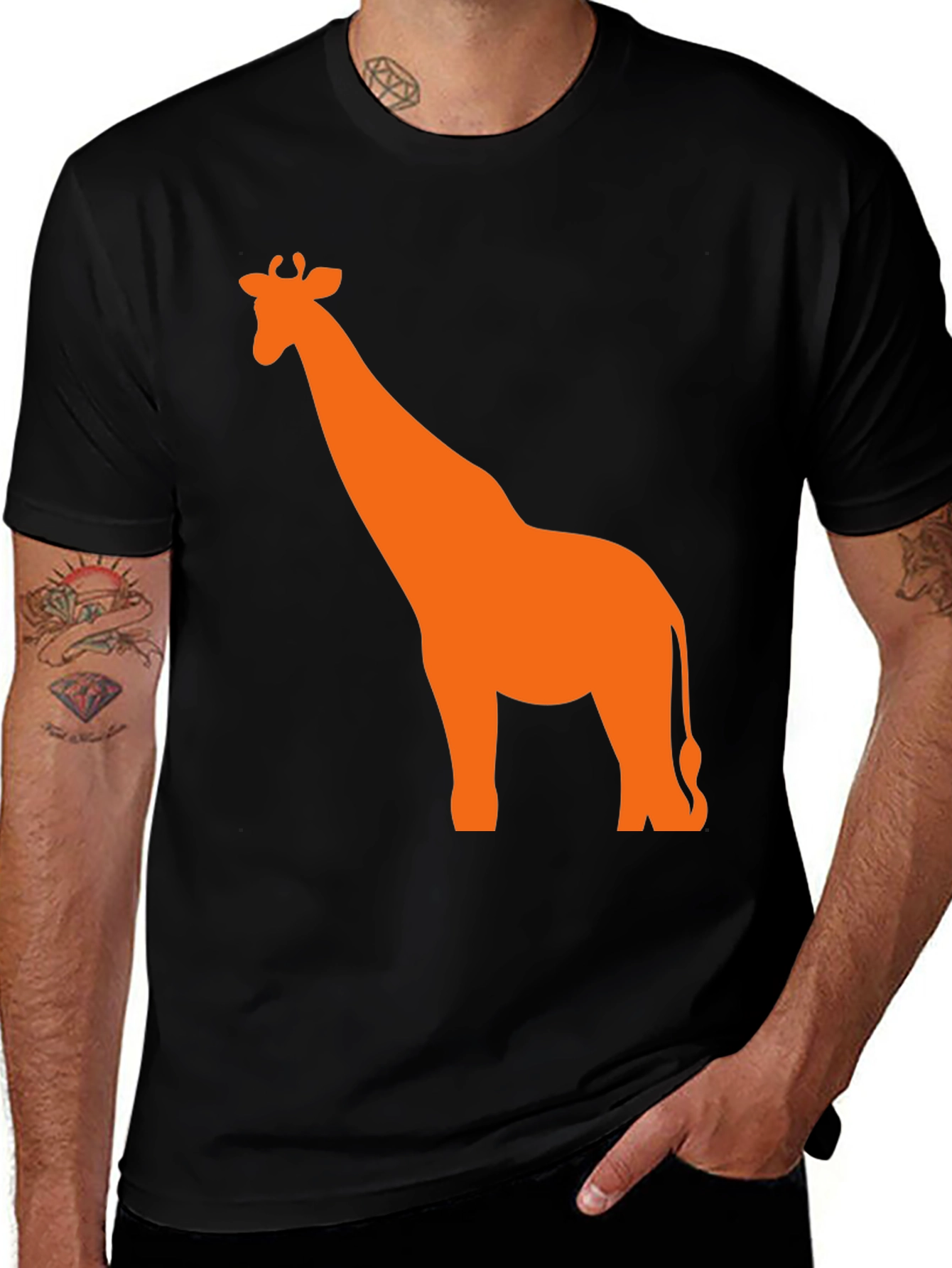 Variant 26 of Giraffe Graphic Tee - Black Cotton T-Shirt