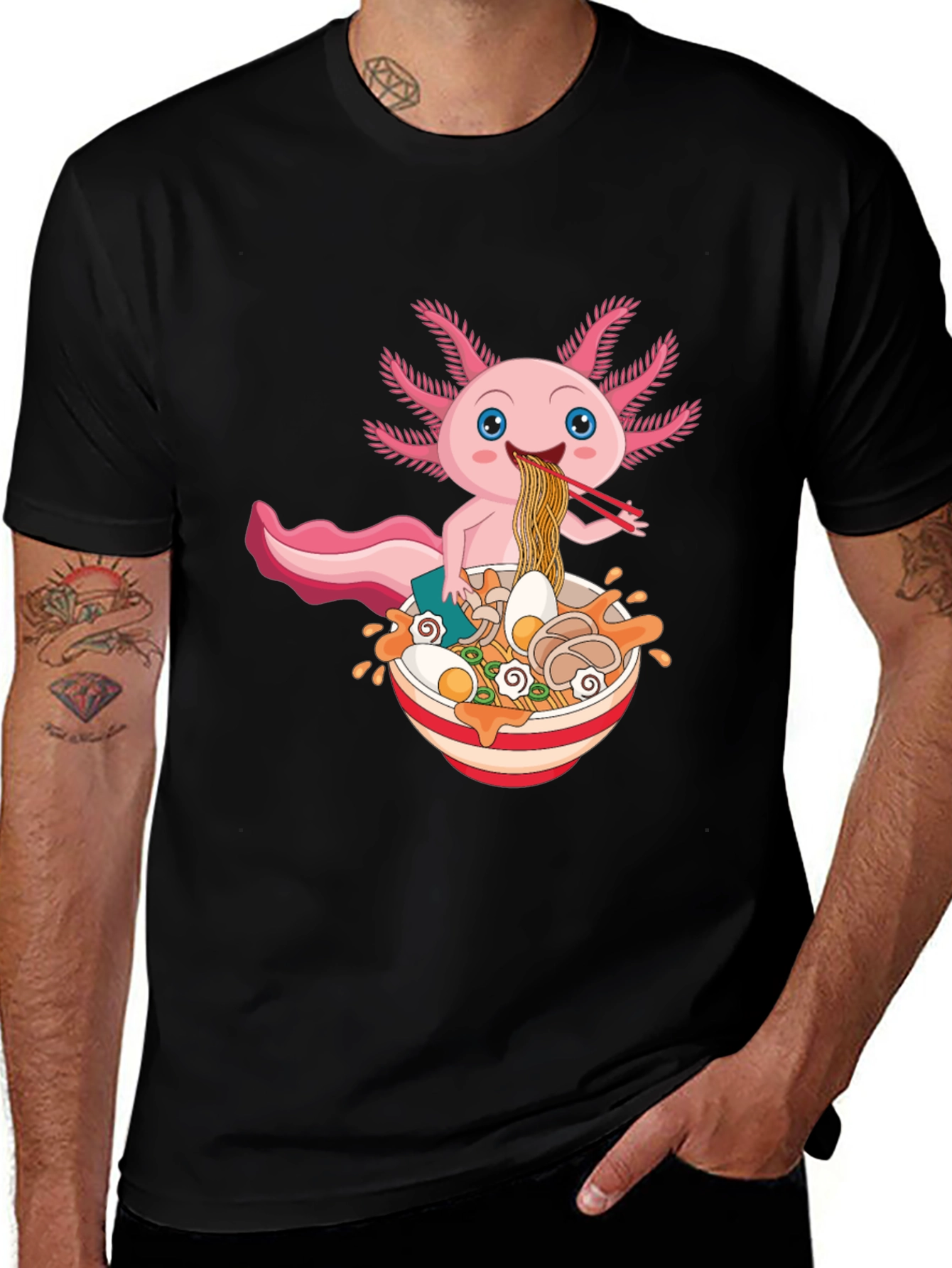 Variant 2 of Axolotl Ramen T-Shirt - Cute Kawaii Noodle Lover Tee