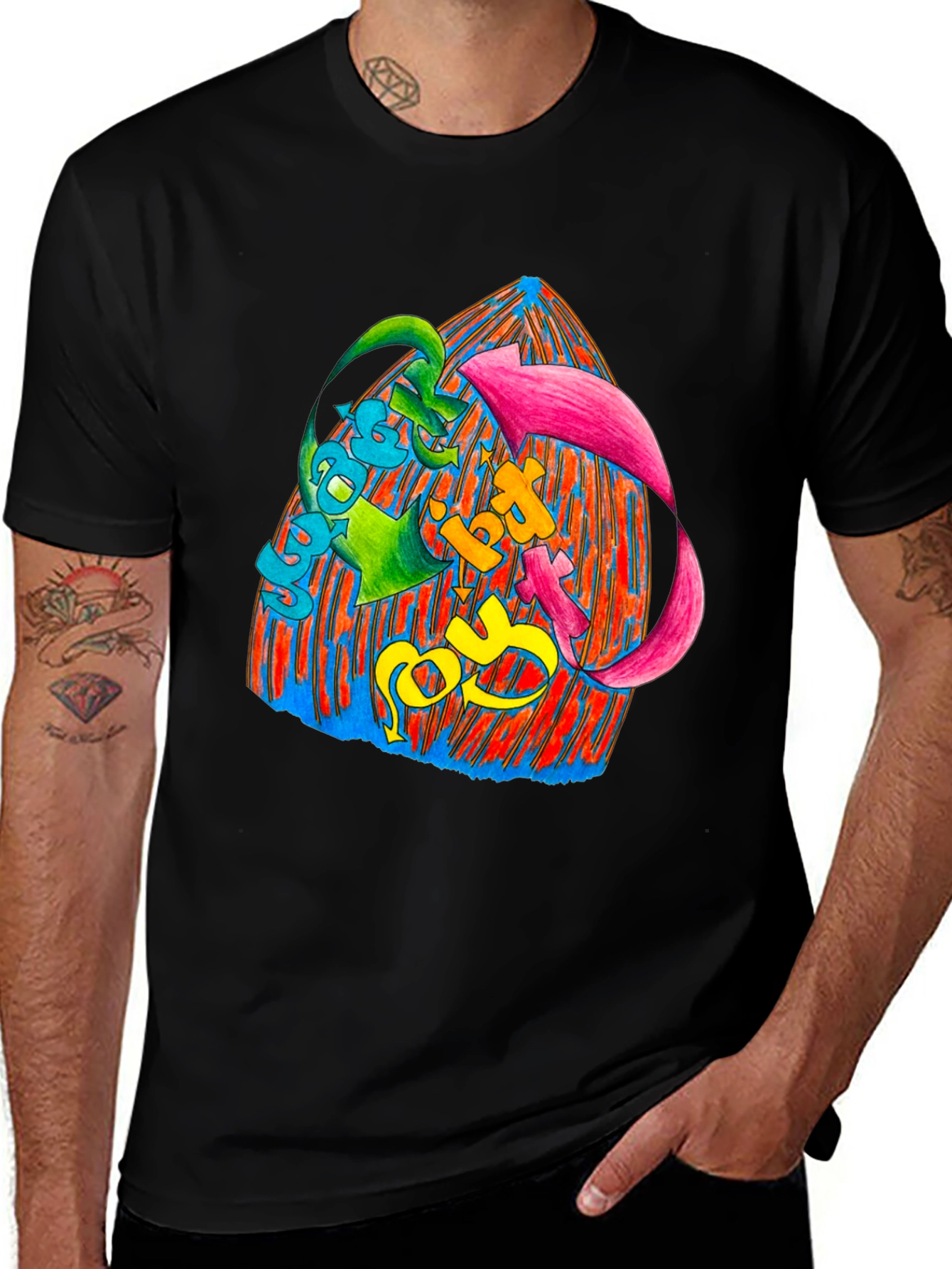 Variant 22 of Vibrant Graphic Print Black T-Shirt