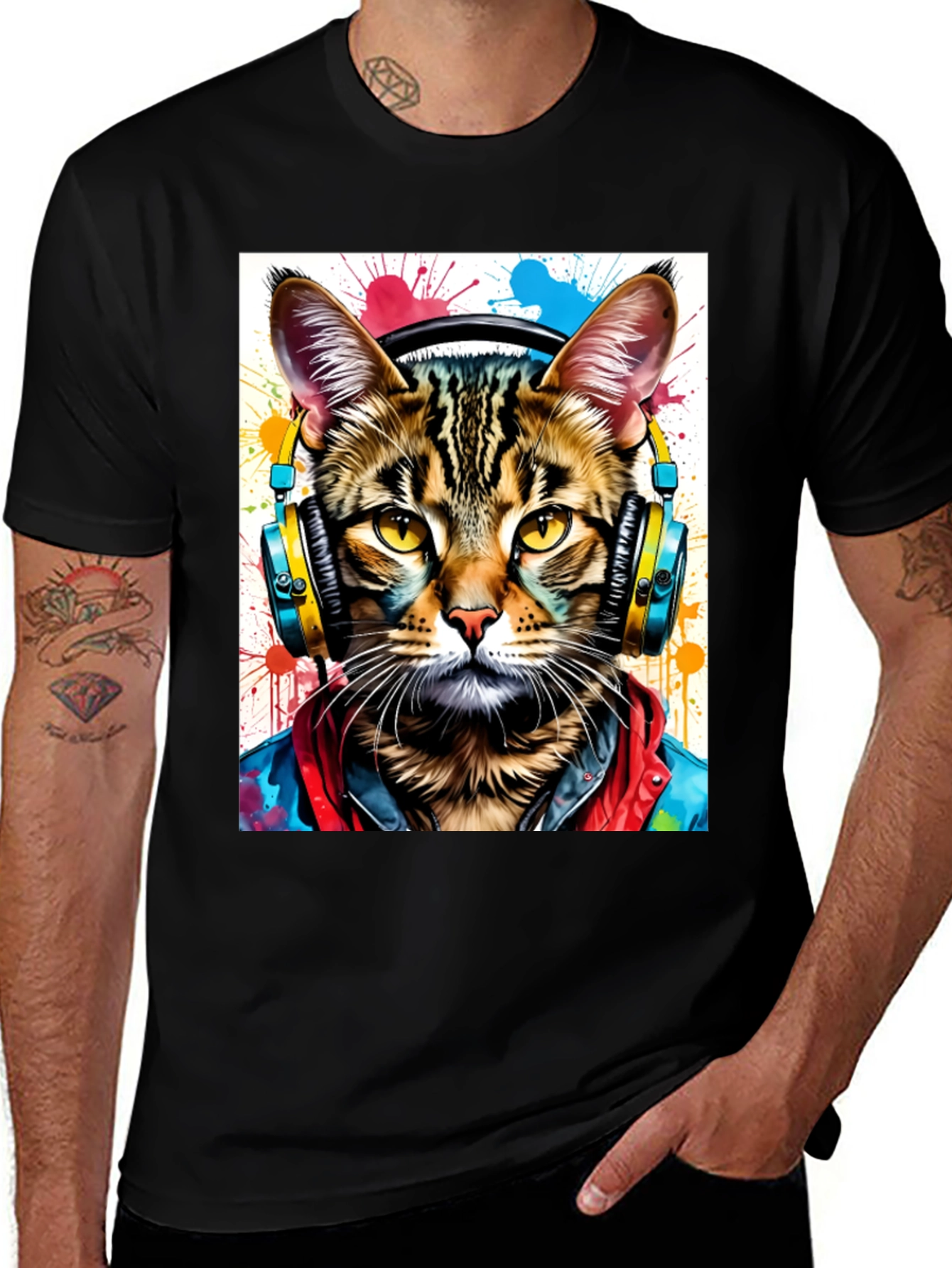Variant 20 of Cool Cat T-Shirt - Headphones & Streetwear Style