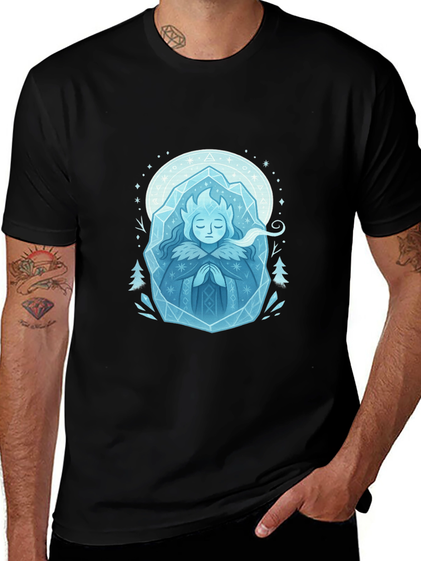 Variant 25 of Frozen Queen Graphic Tee - Black Cotton T-Shirt