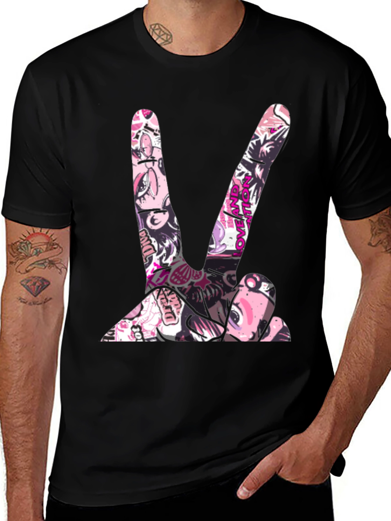 Peace Sign Graphic Tee - Stylish Black T-Shirt
