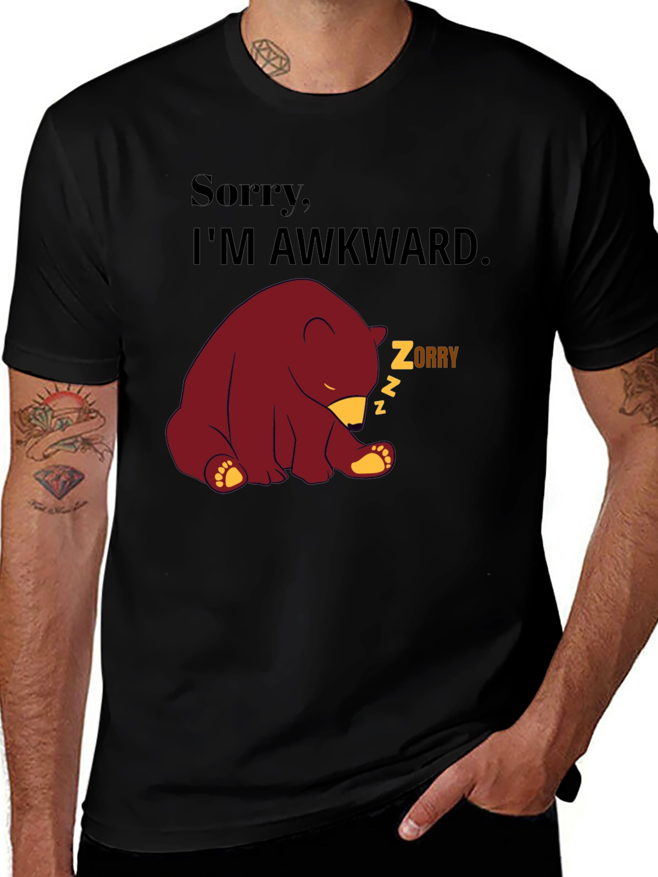 Variant 10 of Awkward Bear Graphic Tee - Soft Cotton Blend