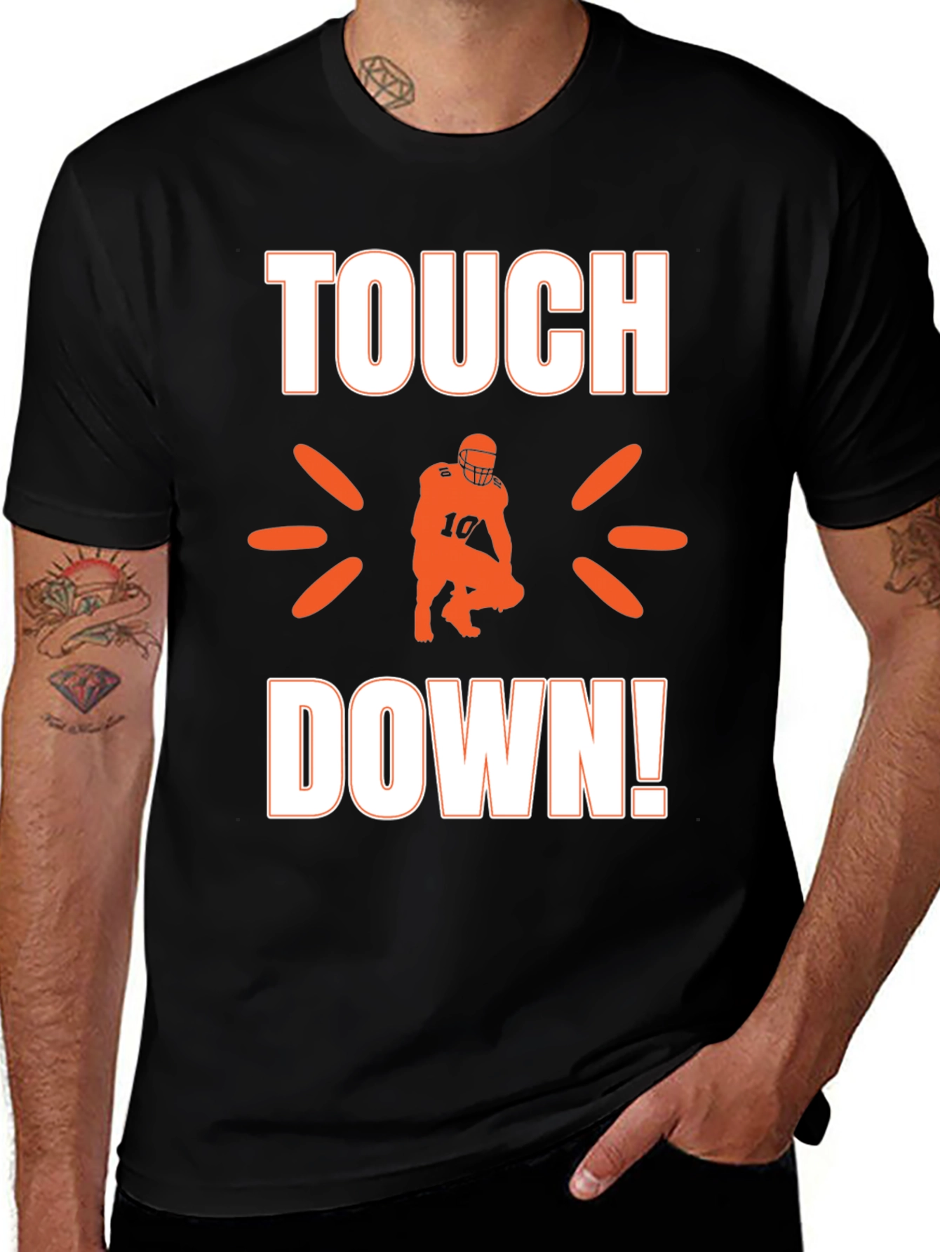 Variant 10 of Touchdown Football Graphic Tee - Black Cotton T-Shirt