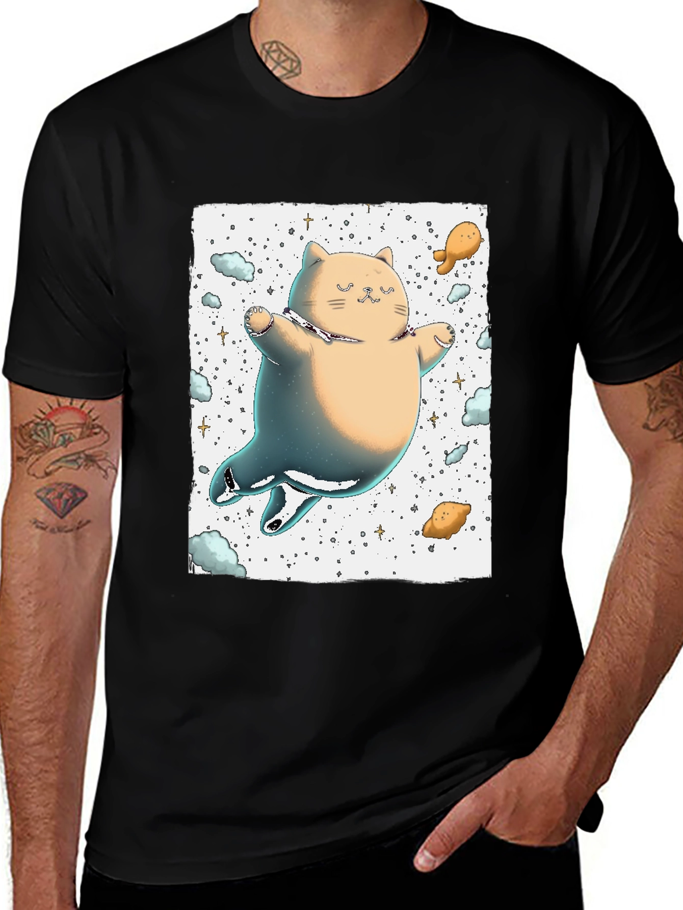 Variant 5 of Space Cat T-Shirt - Adorable Feline in the Cosmos!