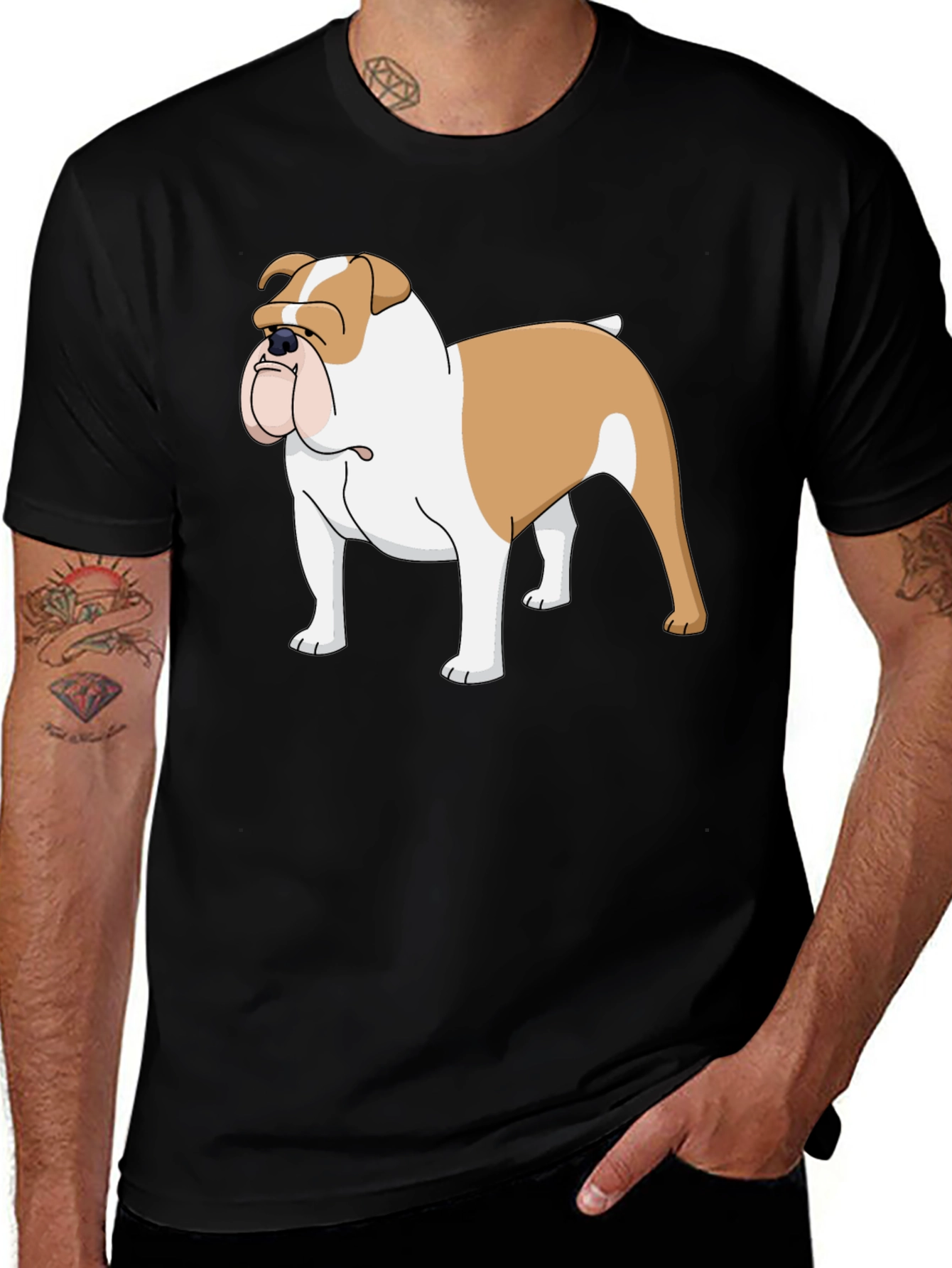 Variant 6 of Bulldog Graphic Tee - Men's Black Cotton T-Shirt
