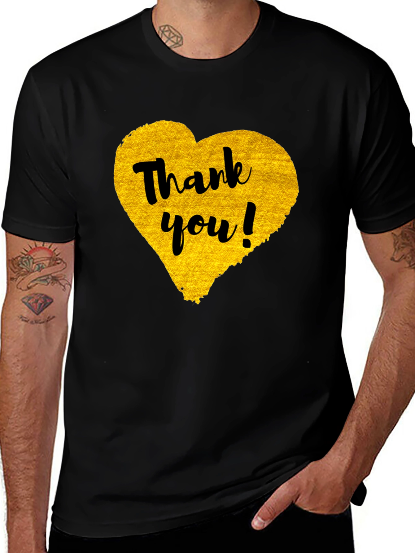Variant 14 of Thank You Heart Graphic Tee - Black Unisex Shirt