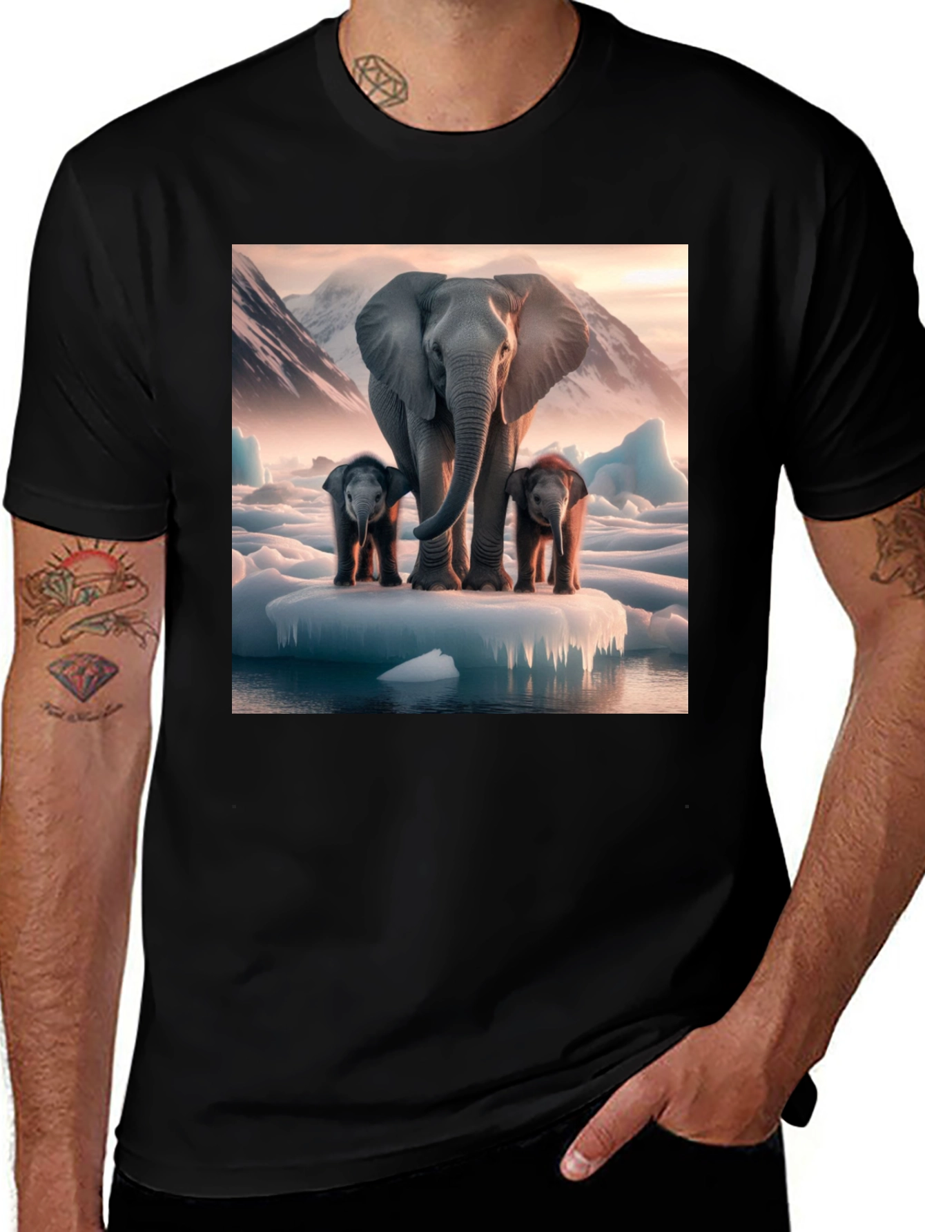 Variant 16 of Elephant Family Iceberg Graphic Tee - Black Cotton Blend