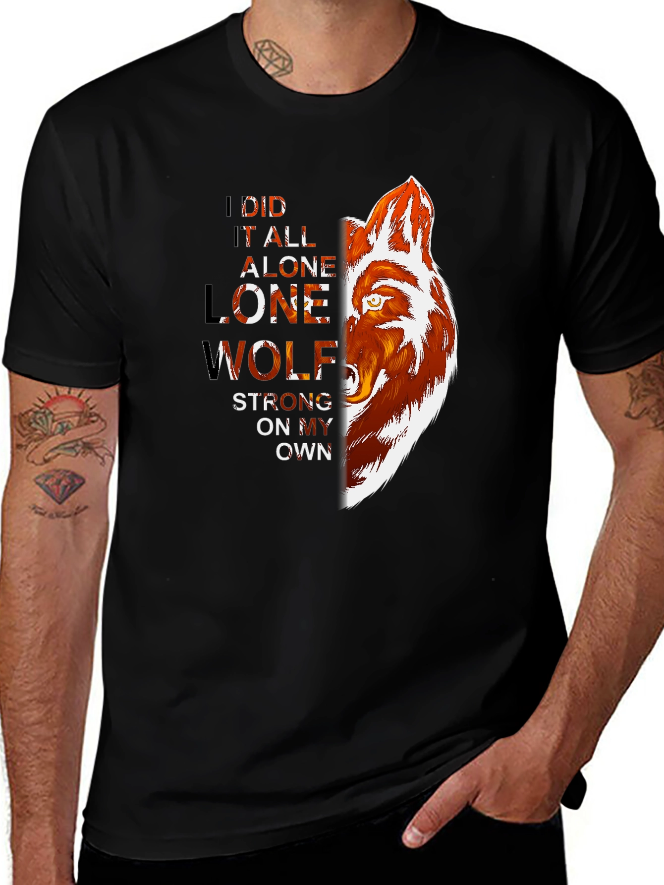 Variant 3 of Lone Wolf Graphic Print T-Shirt - Strong, Independent Style