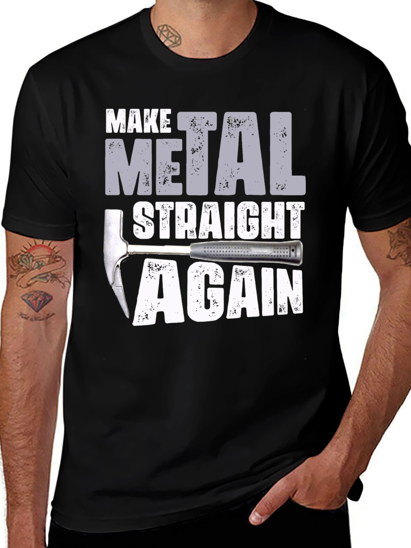 Variant 11 of Make Metal Straight Again T-Shirt - Black