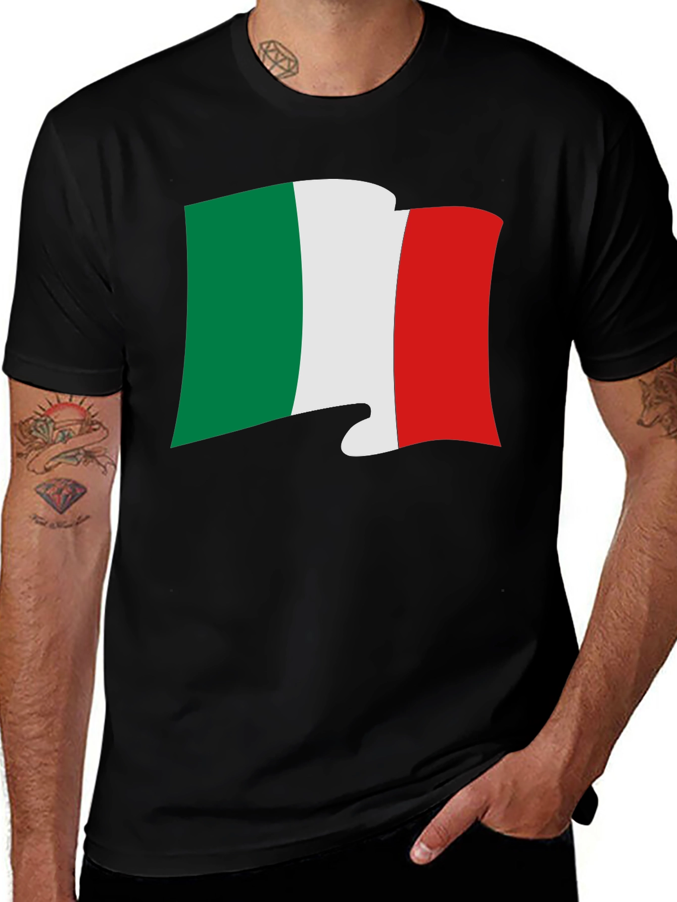 Black Italy Flag Graphic Tee - Black Italian Pride T-Shirt main image