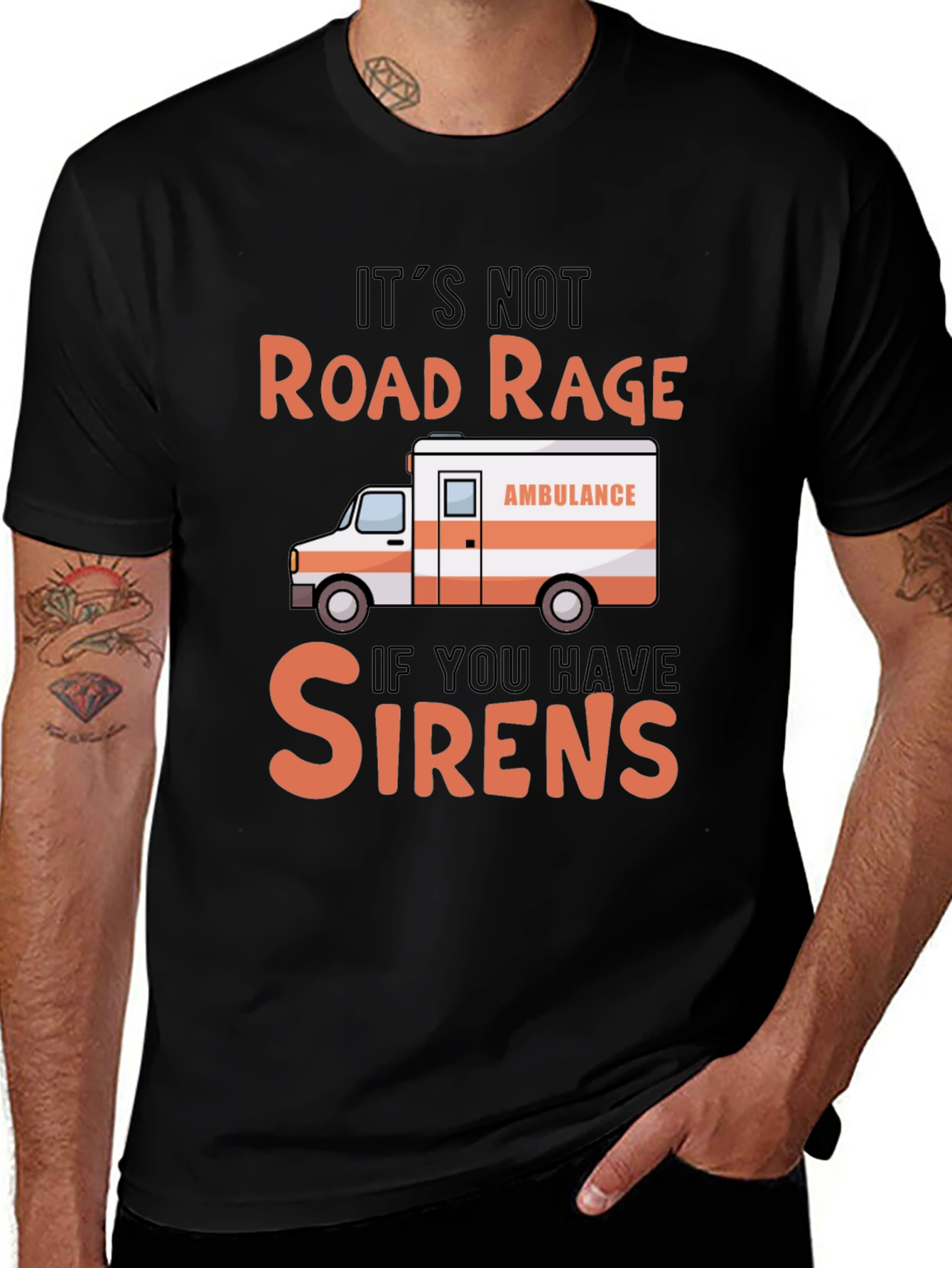 Variant 22 of Road Rage Sirens Black Graphic T-Shirt