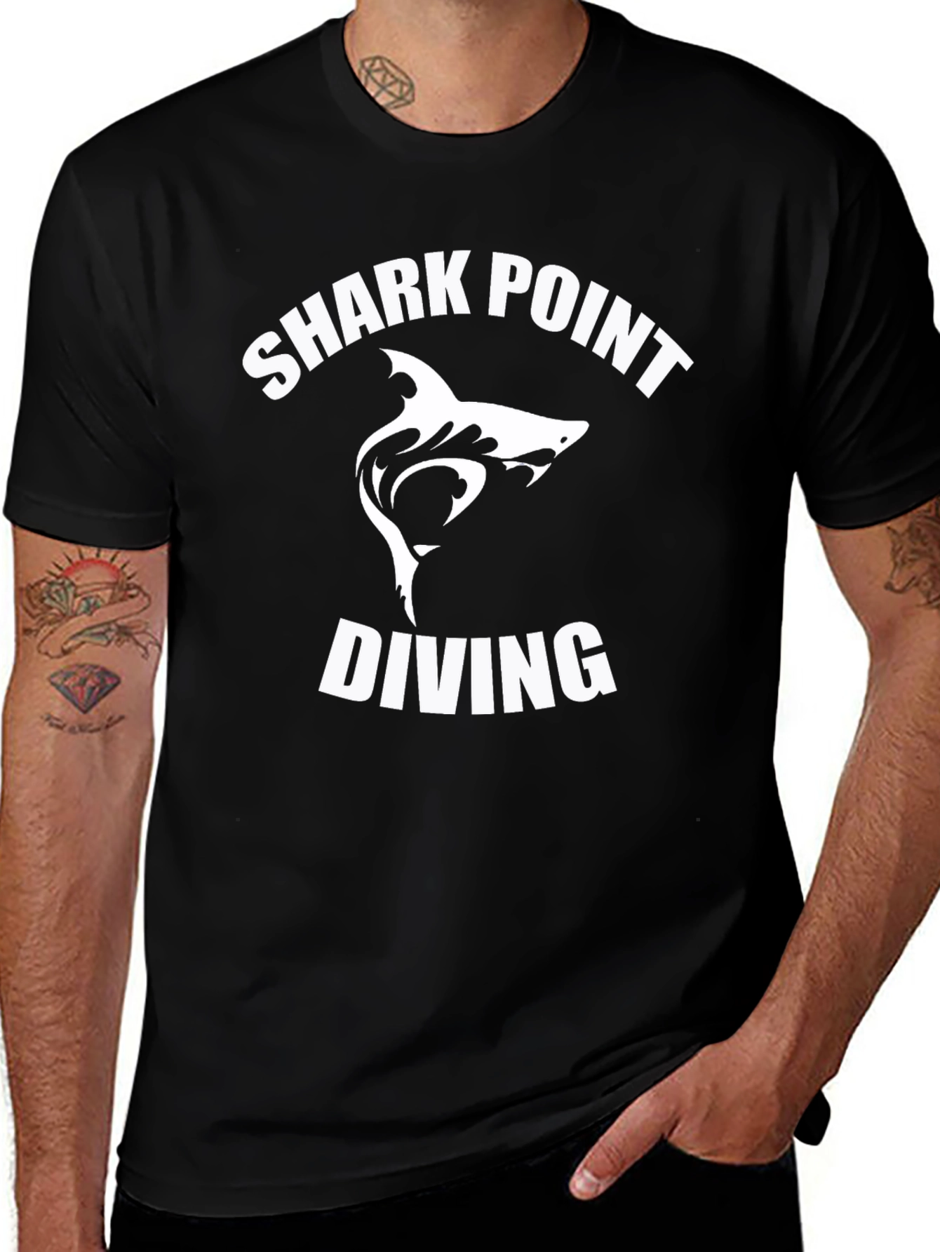 Shark Point Diving T-Shirt - Black Dive Tee