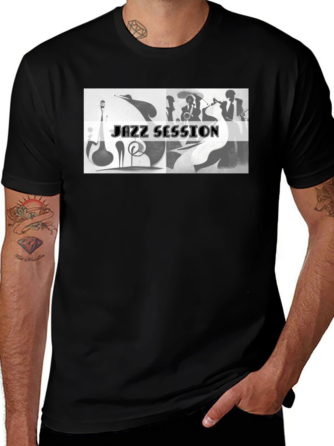 Variant 25 of Jazz Session Black T-Shirt - Music Lover Tee