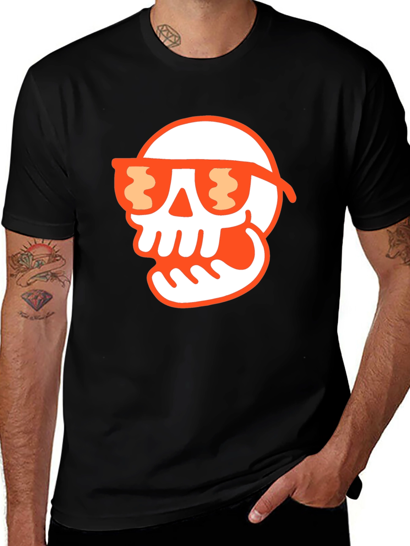 Variant 3 of Cool Skull Graphic Tee - Black Cotton Blend