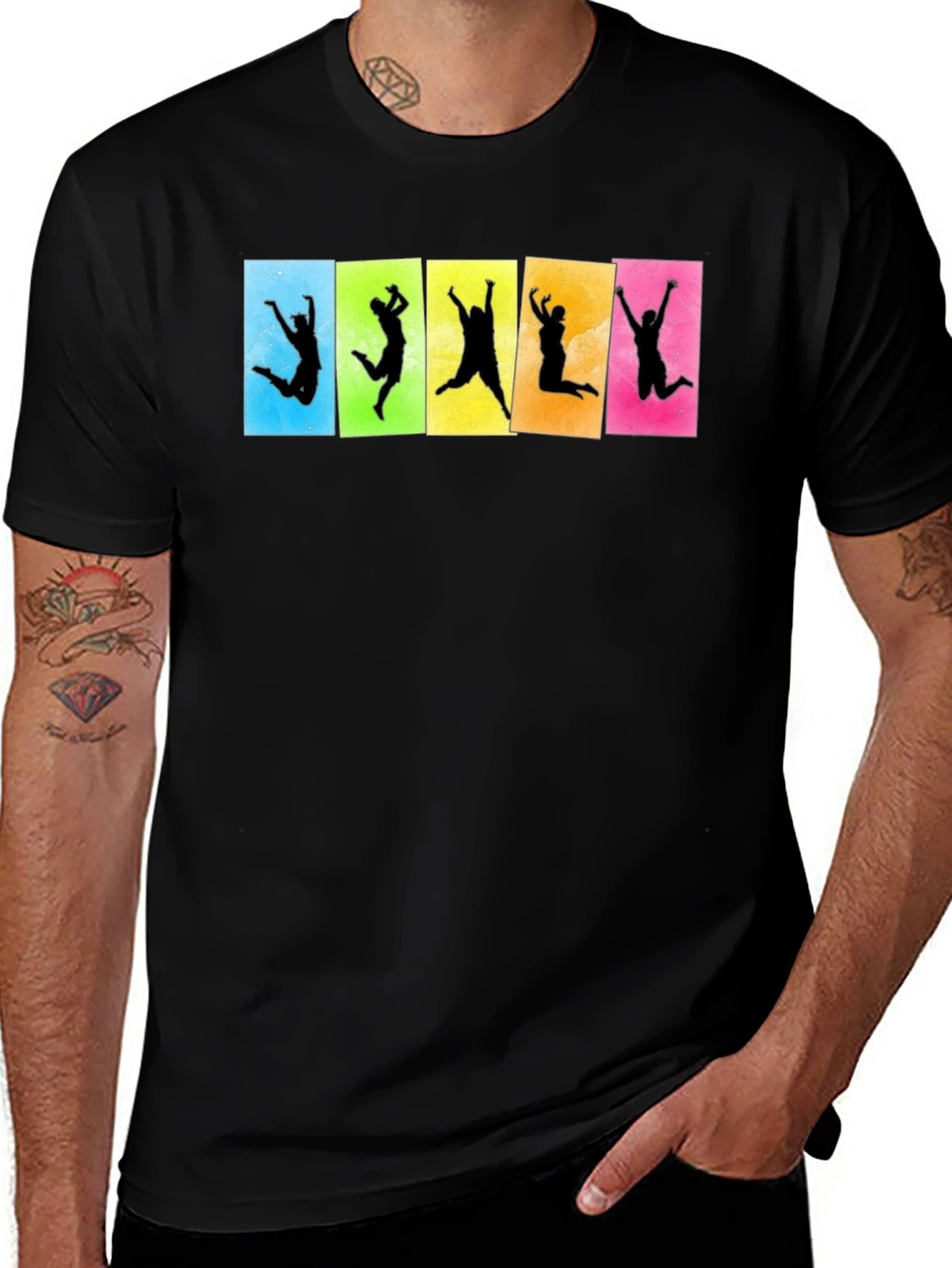 Variant 9 of Funky Jumping Silhouette Graphic Tee - Black