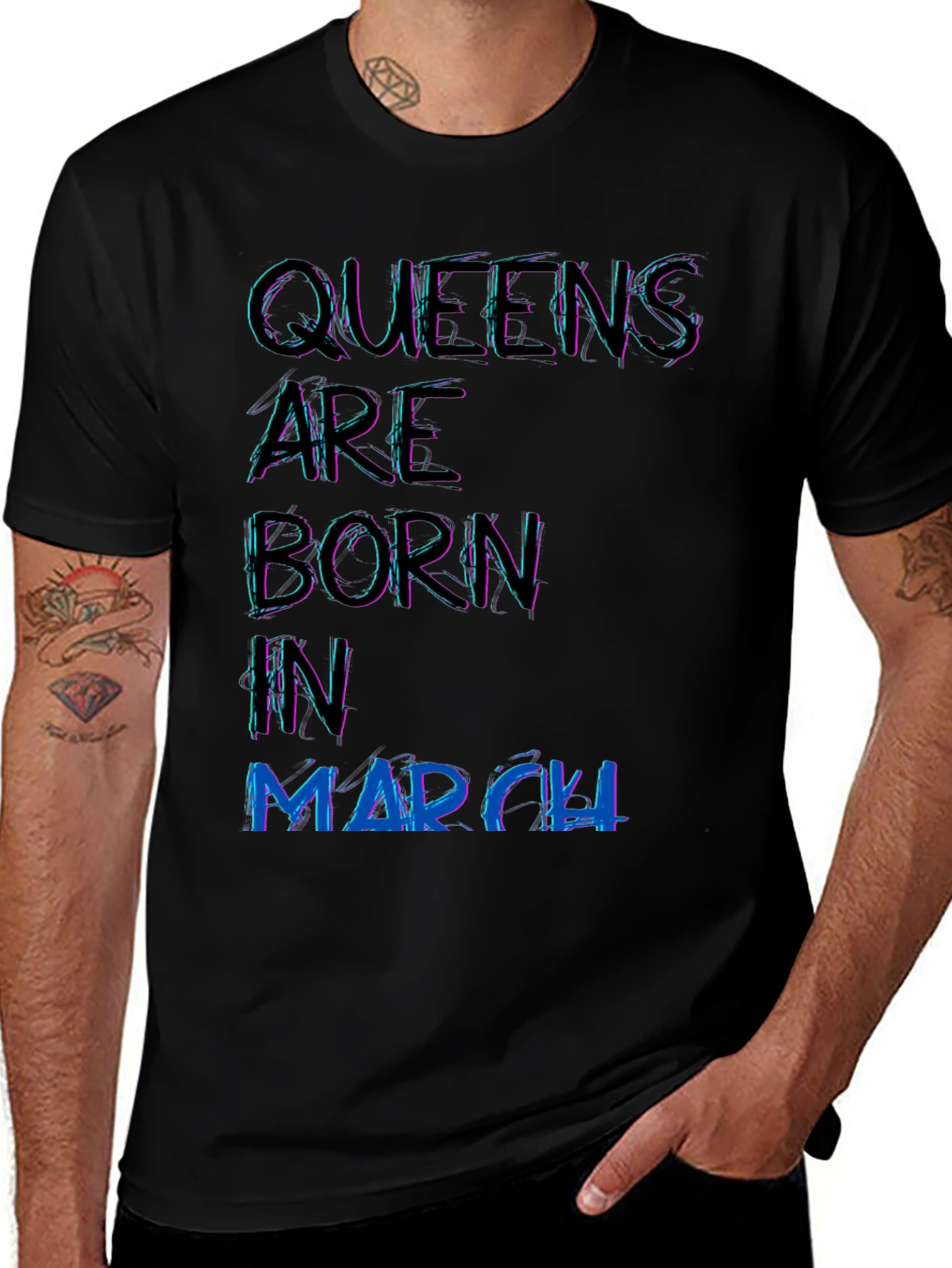 Variant 4 of Queens are Born in March Black T-Shirt