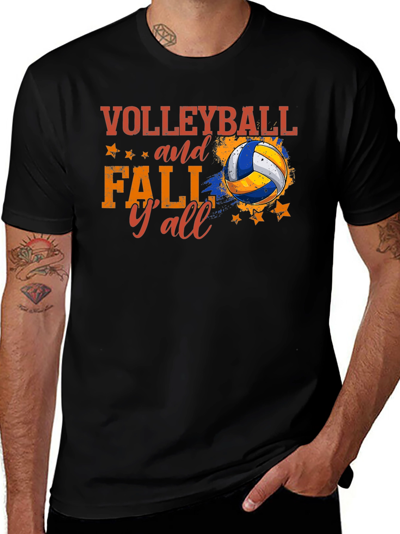 Variant 11 of Volleyball and Fall Y'all Graphic Tee