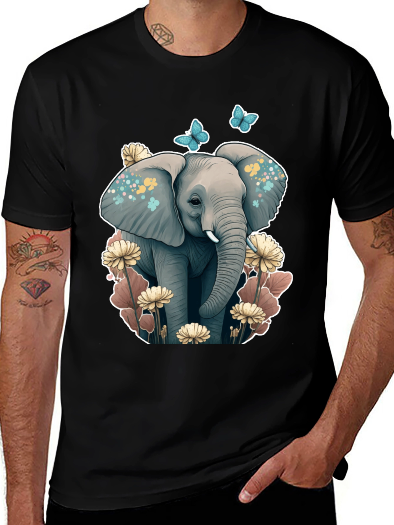 Variant 22 of Elephant and Flower Graphic Tee
